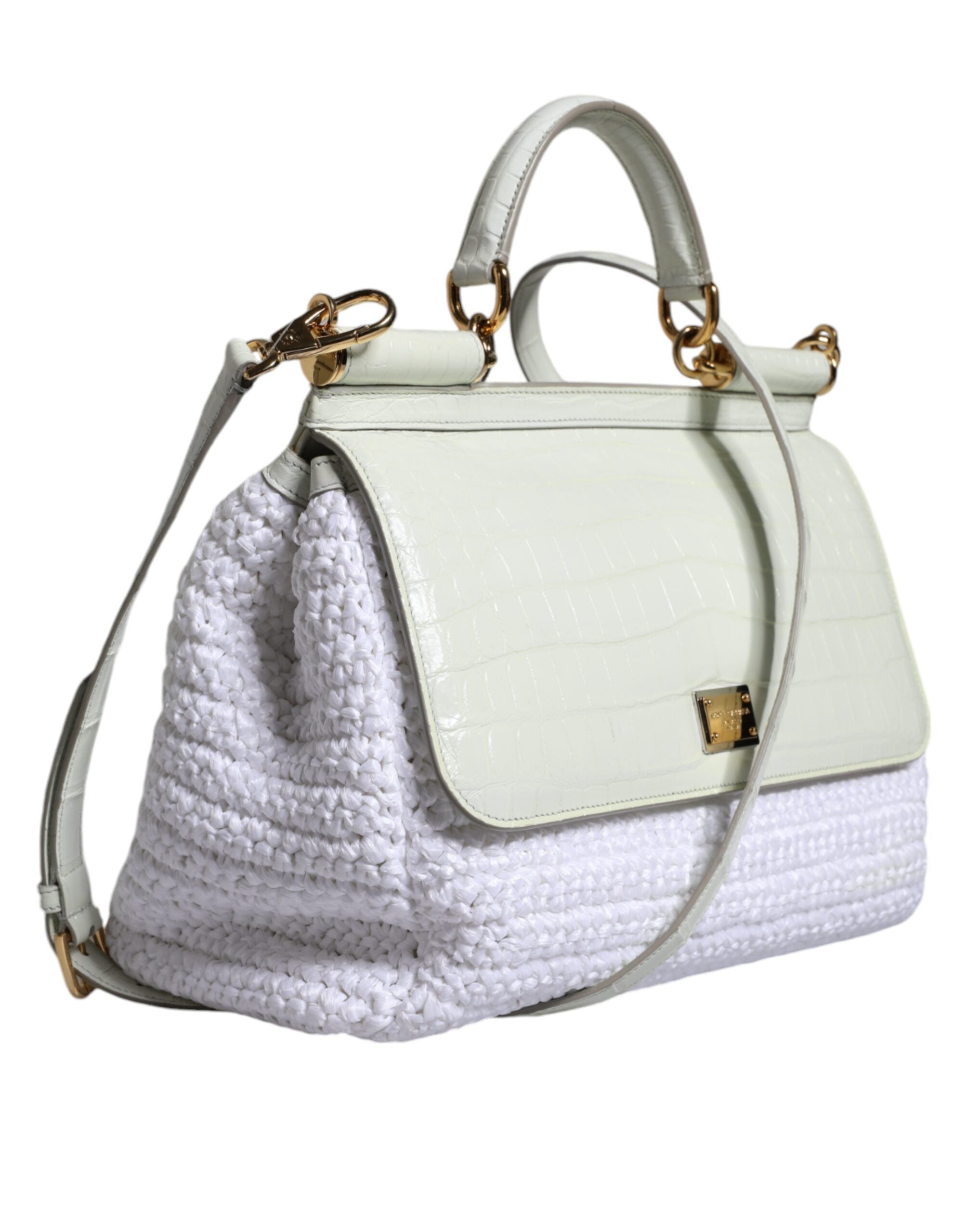 White Rafia Leather SICILY Crossbody Bag - ventzia