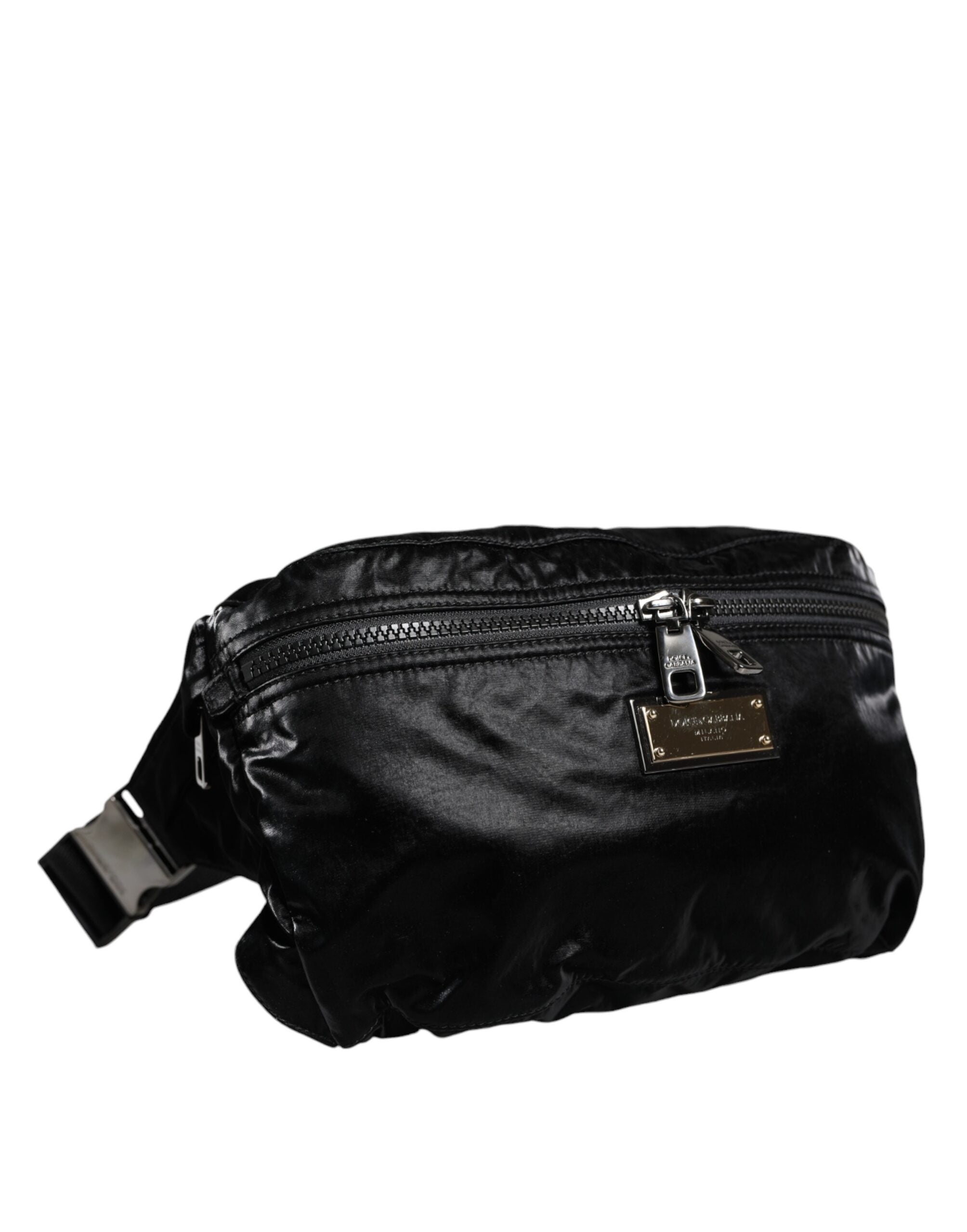 Black Nylon Fabric Belt Waist Fanny Pack Bag - ventzia