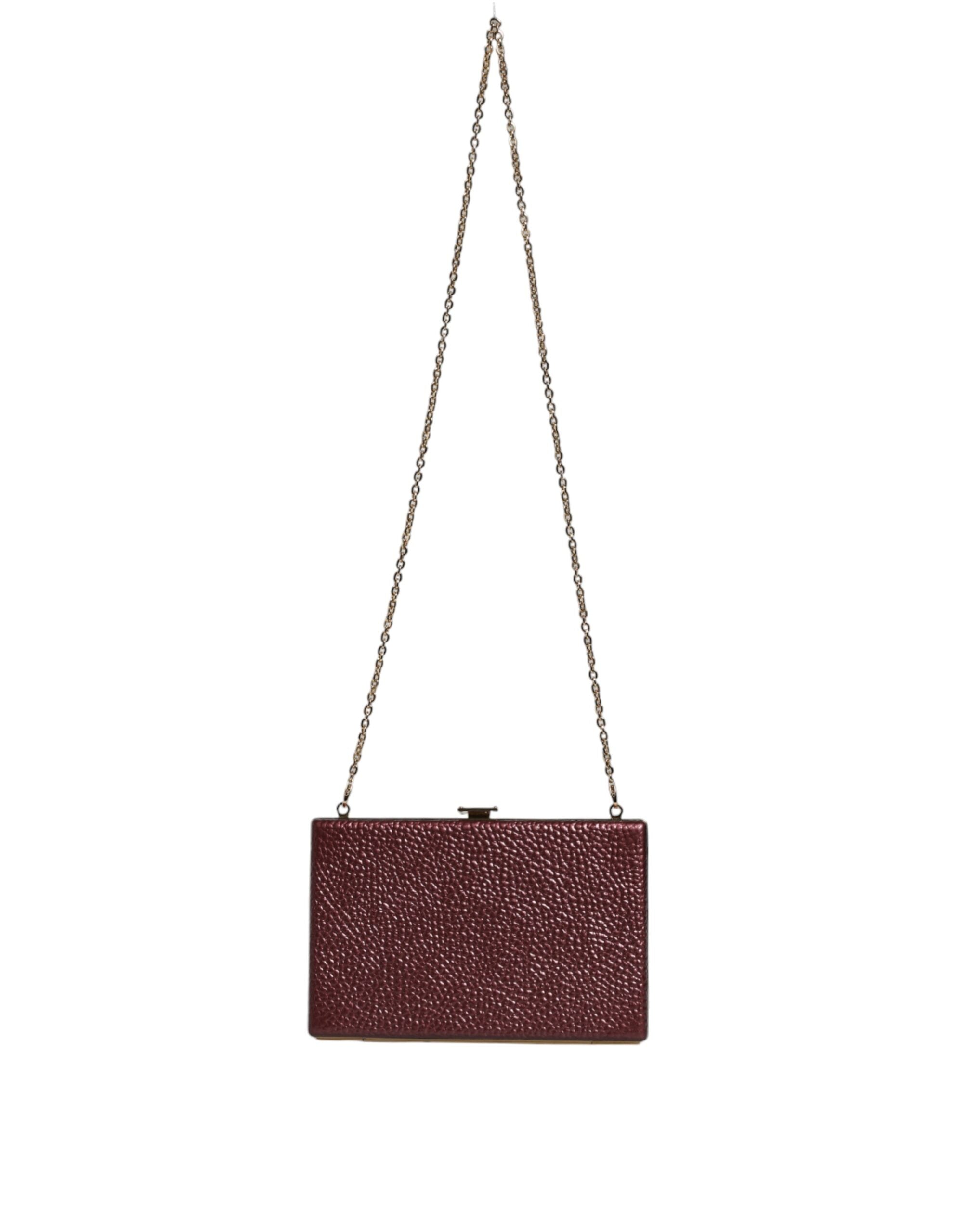 Maroon Leather Clutch Evening Crossbody Bag - ventzia