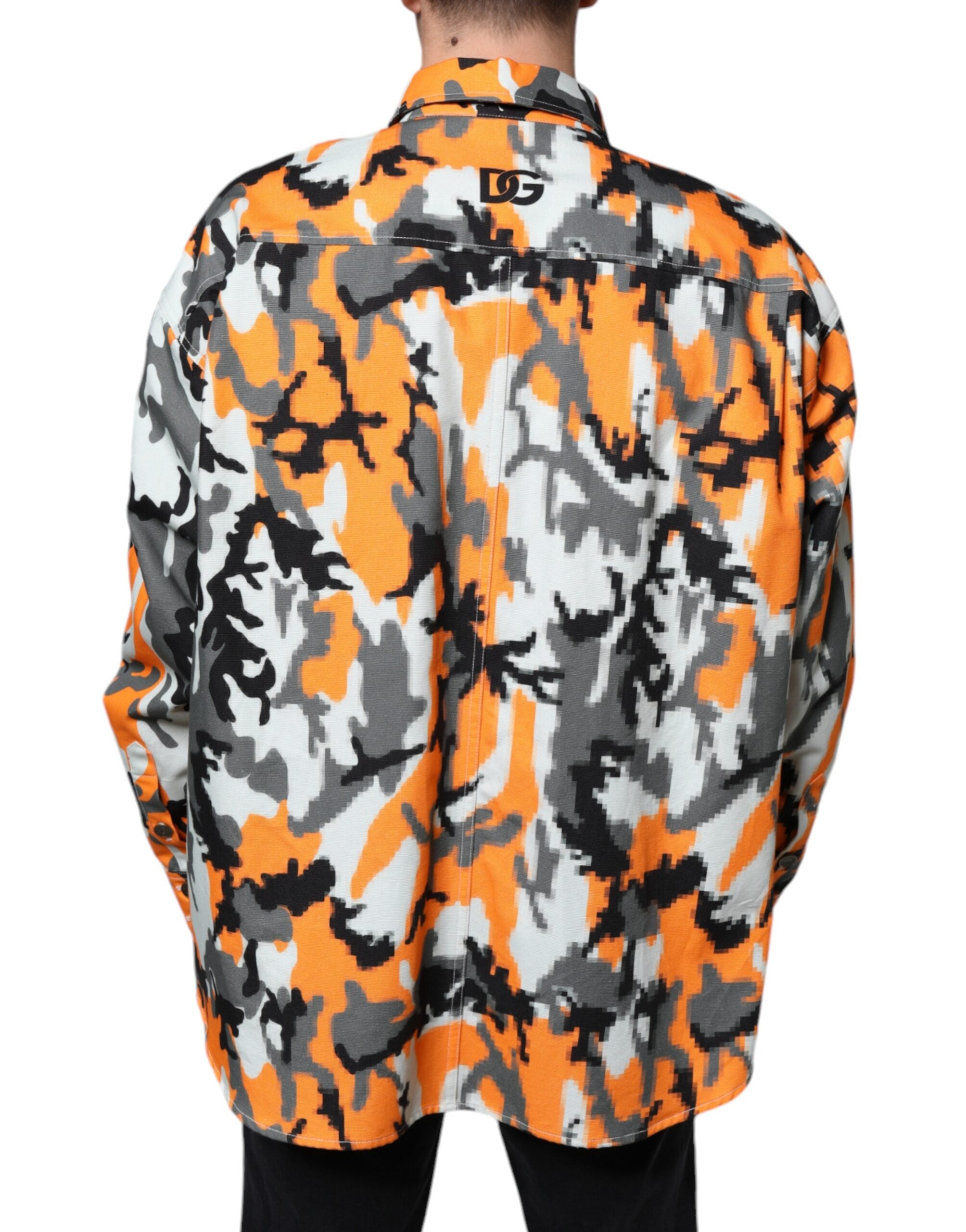 Multicolor Camouflage Cotton Denim Collared Jacket - ventzia