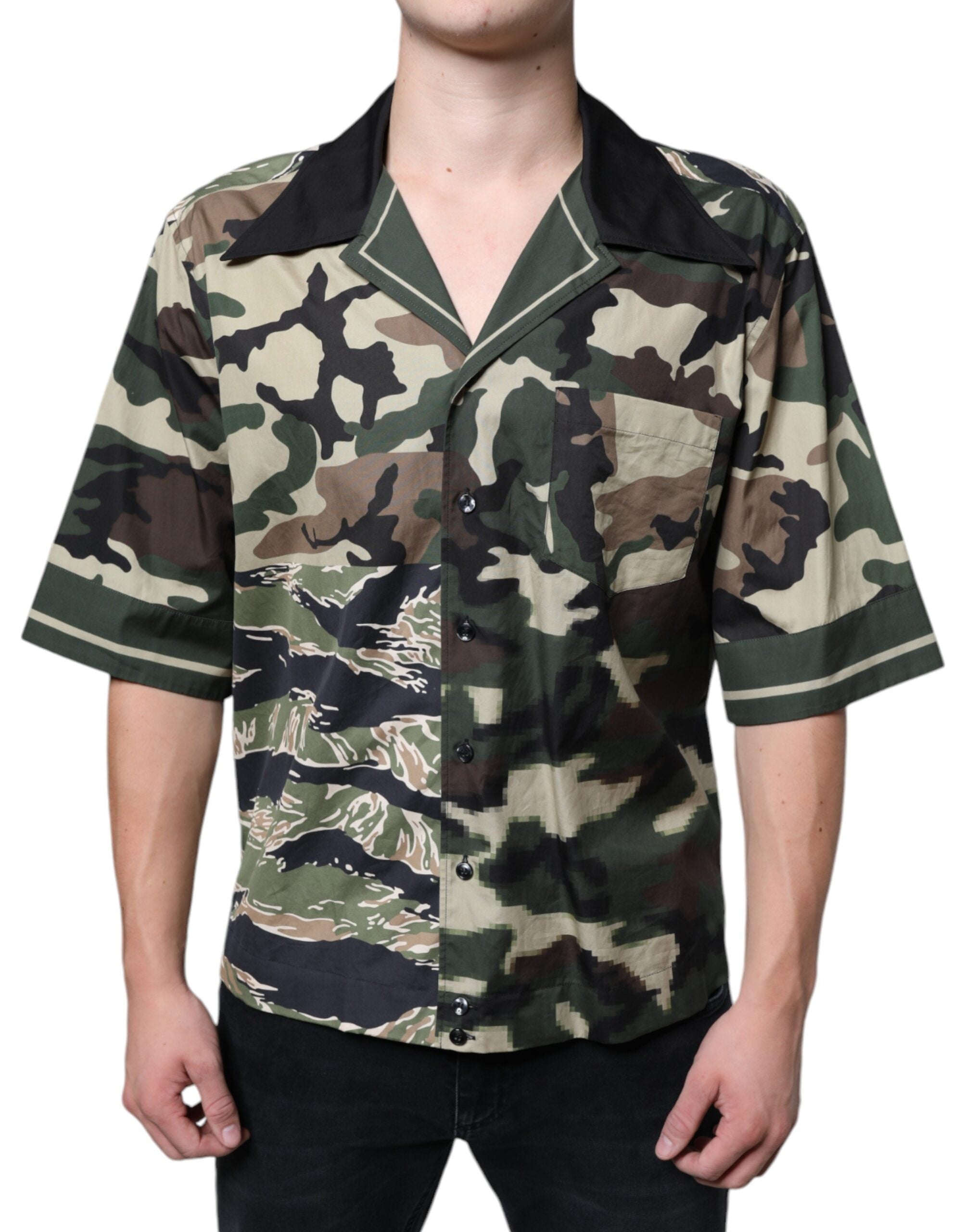 Multicolor Camouflage Button Down Men Casual Shirt - ventzia