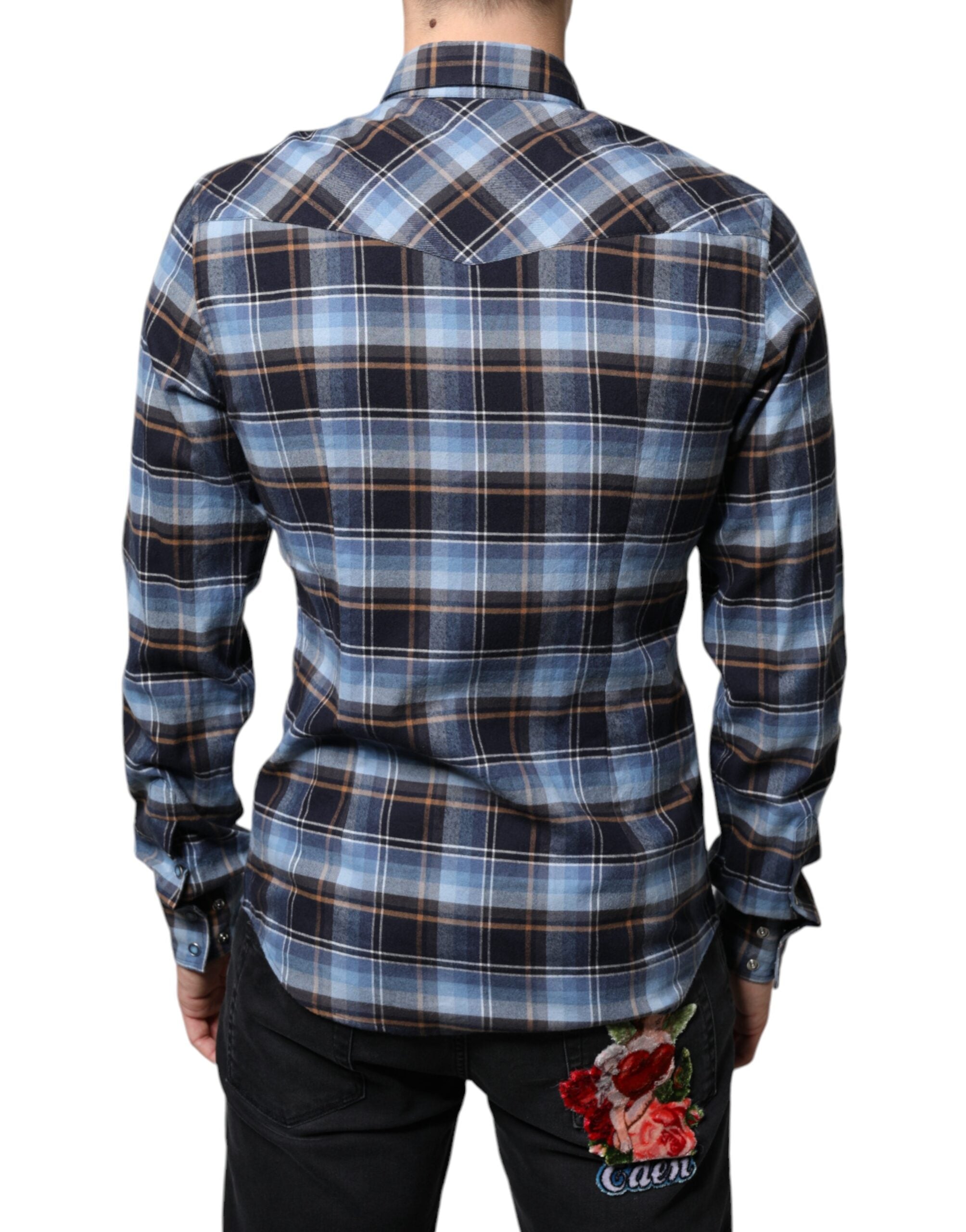 Multicolor Checkered Paradiso Patch Slim Fit Shirt - ventzia