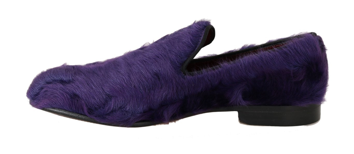 Plush Purple Sheep Fur Loafers - ventzia