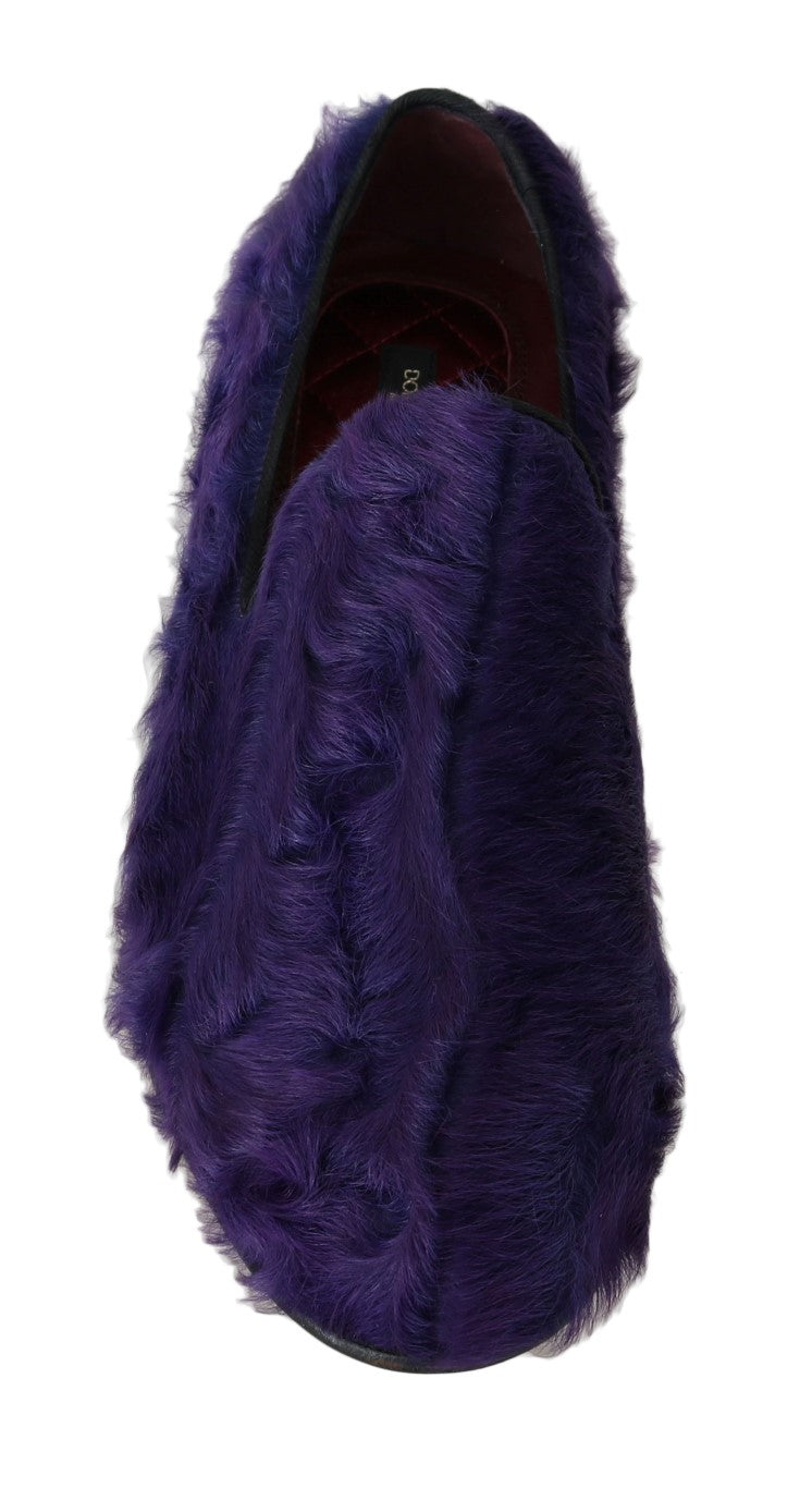 Plush Purple Sheep Fur Loafers - ventzia
