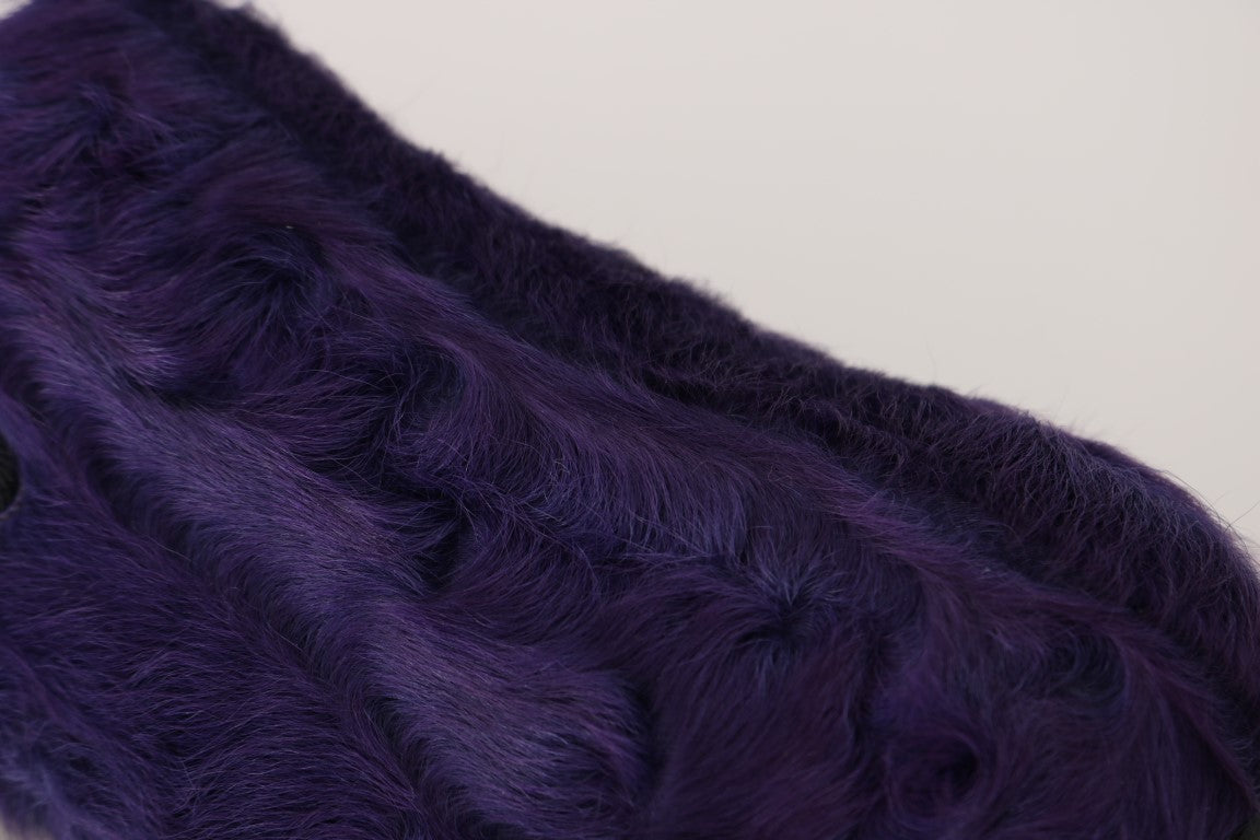 Plush Purple Sheep Fur Loafers - ventzia