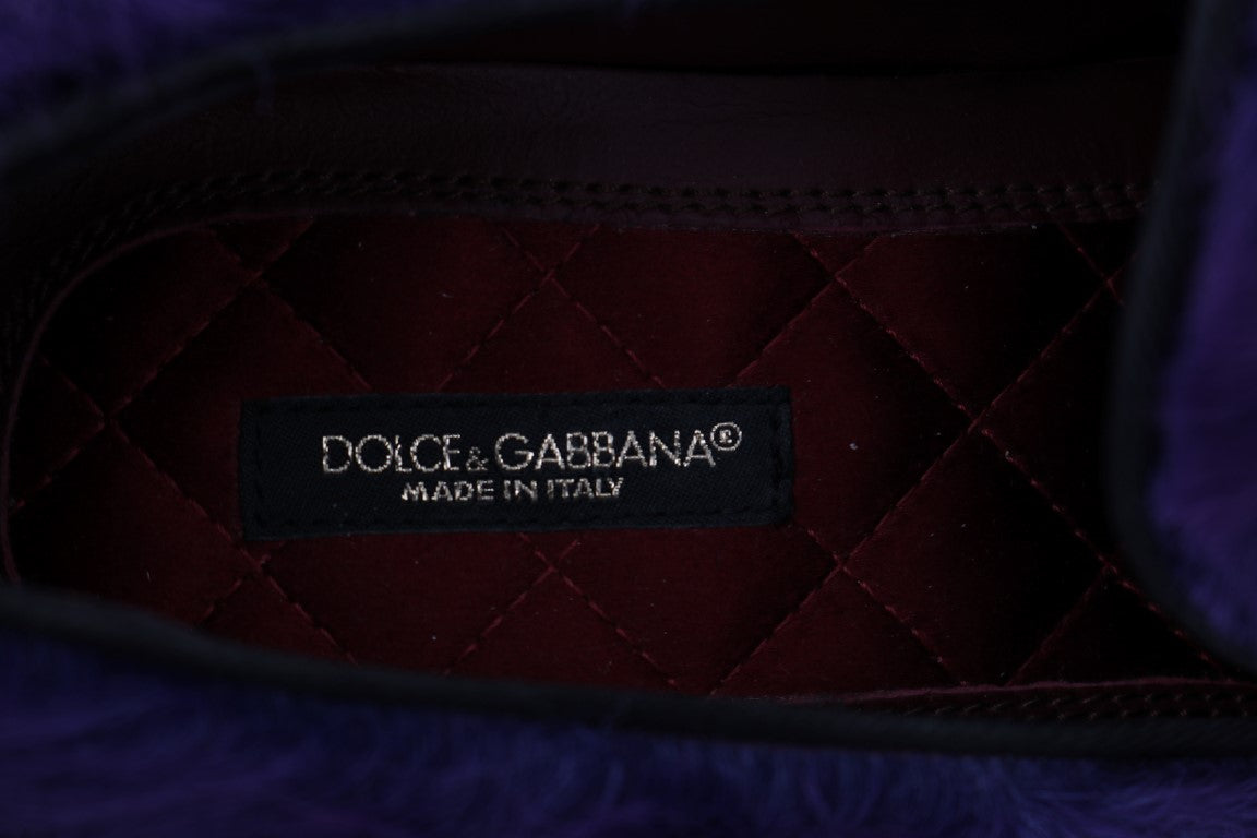 Plush Purple Sheep Fur Loafers - ventzia