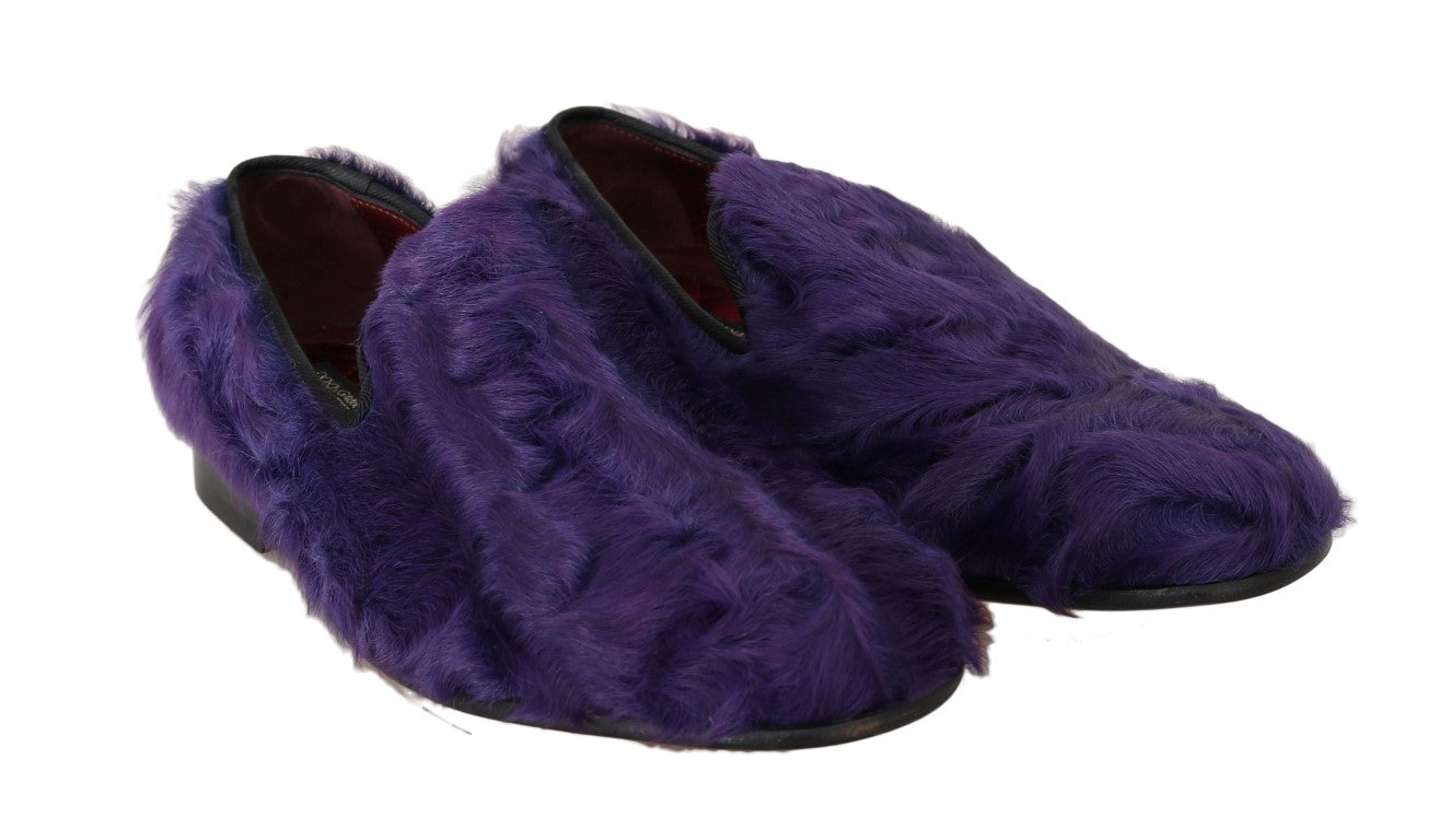 Plush Purple Sheep Fur Loafers - ventzia