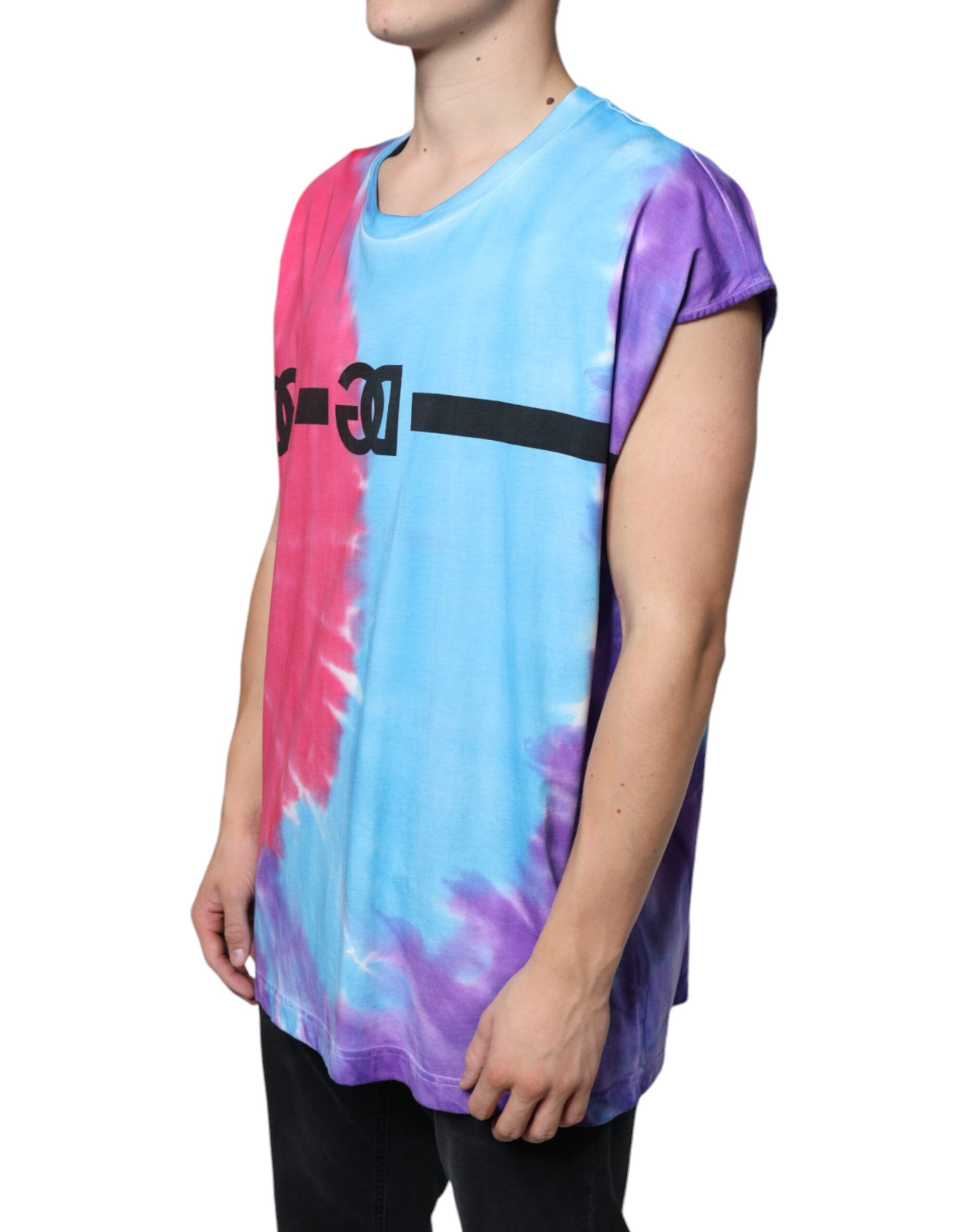 Multicolor Tie Dye Cotton Sleeveless T-shirt - ventzia