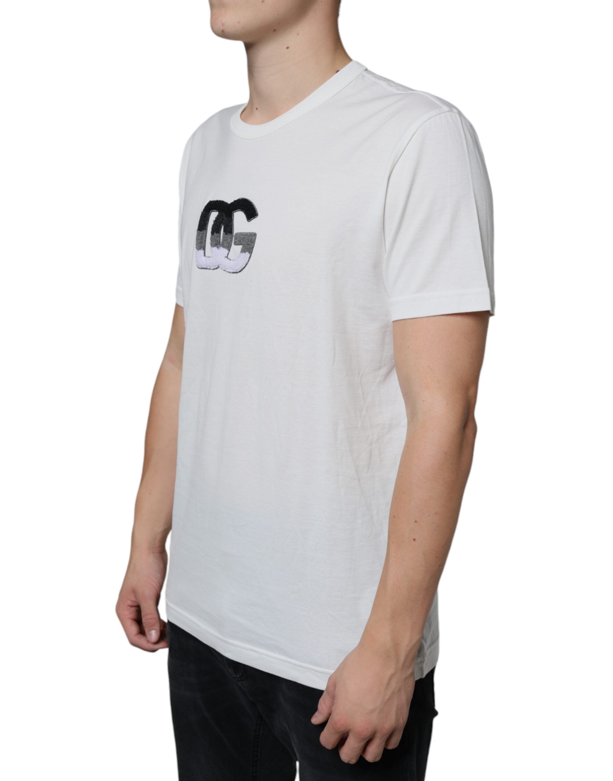 White Cotton DG Logo Print T-shirt - ventzia