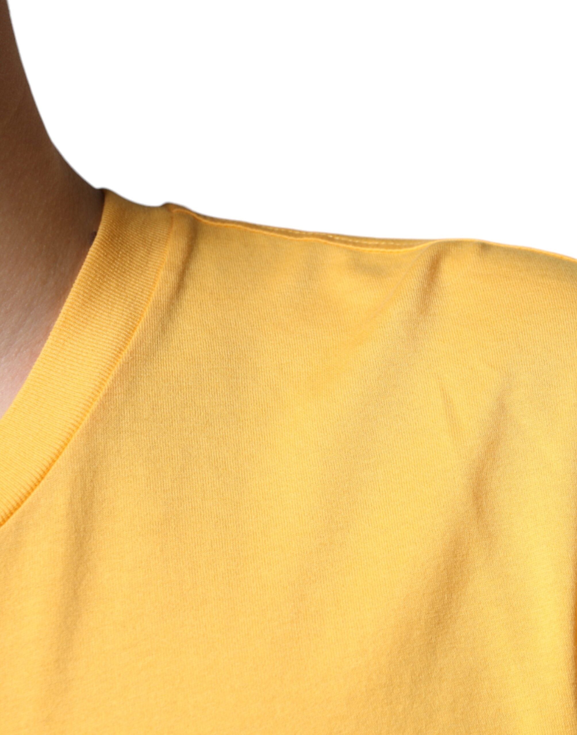 Yellow Secret Graden Floral Cotton Crew Neck T-shirt - ventzia