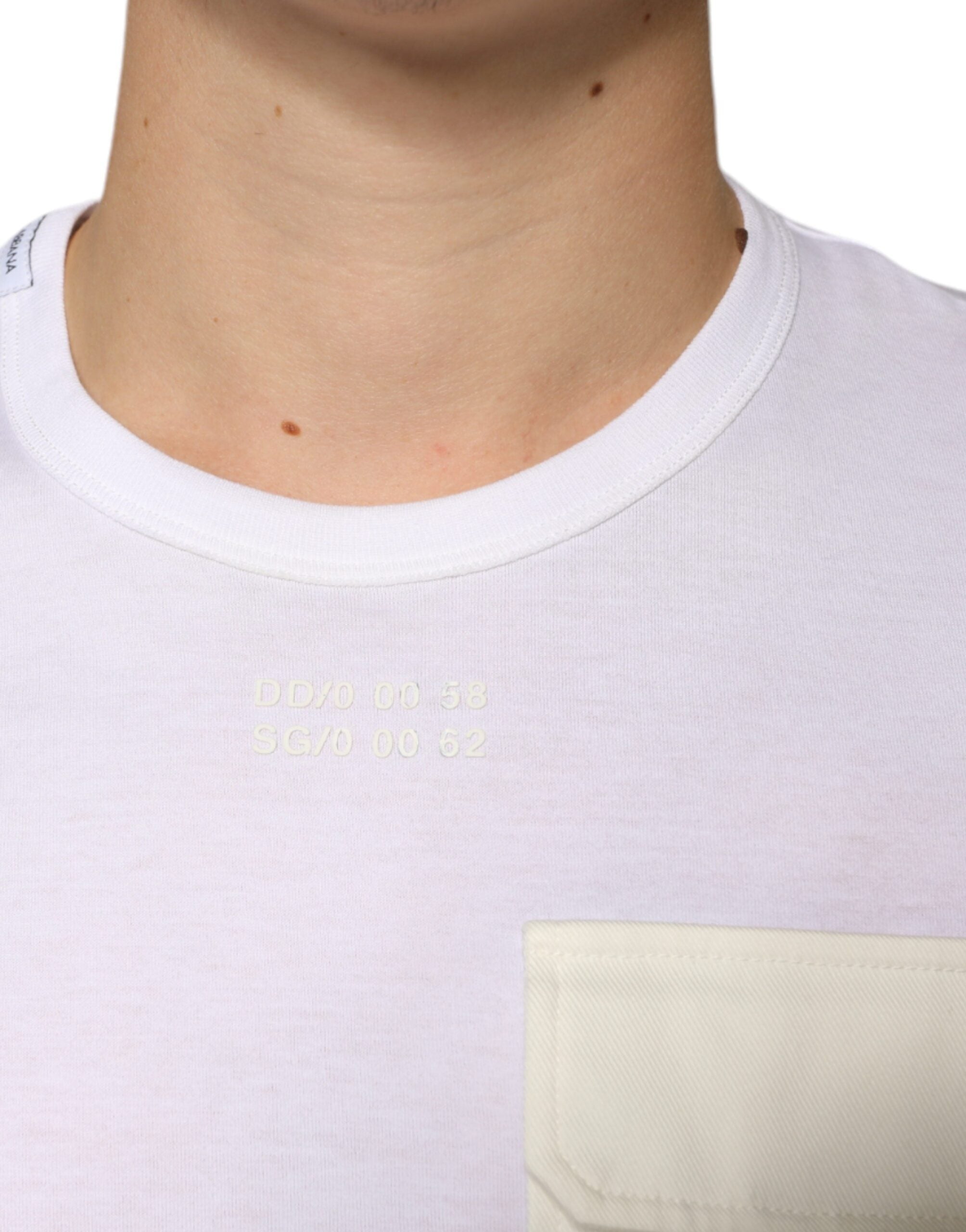 White Cotton Pocket Short Sleeves T-shirt - ventzia