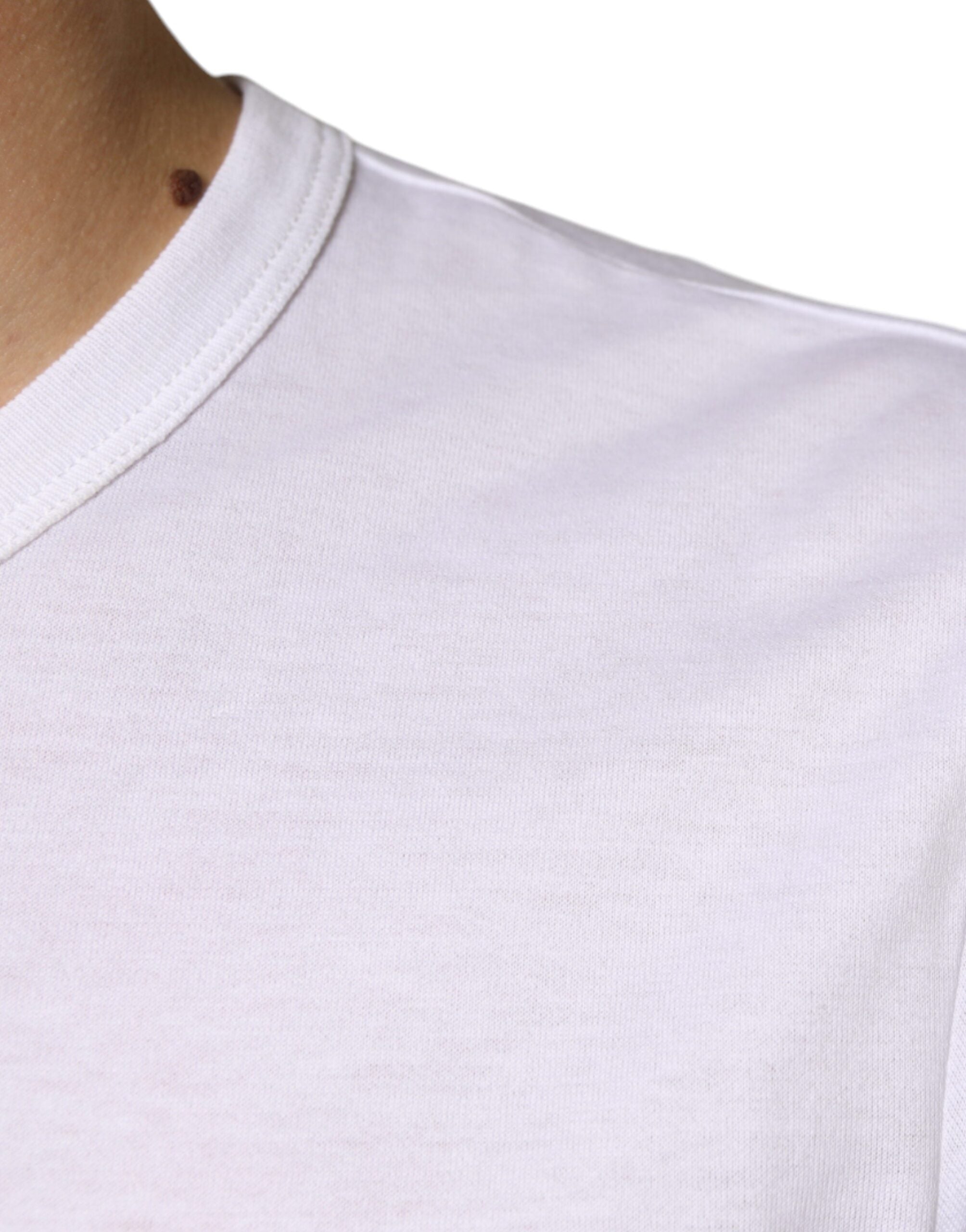 White Cotton Pocket Short Sleeves T-shirt - ventzia