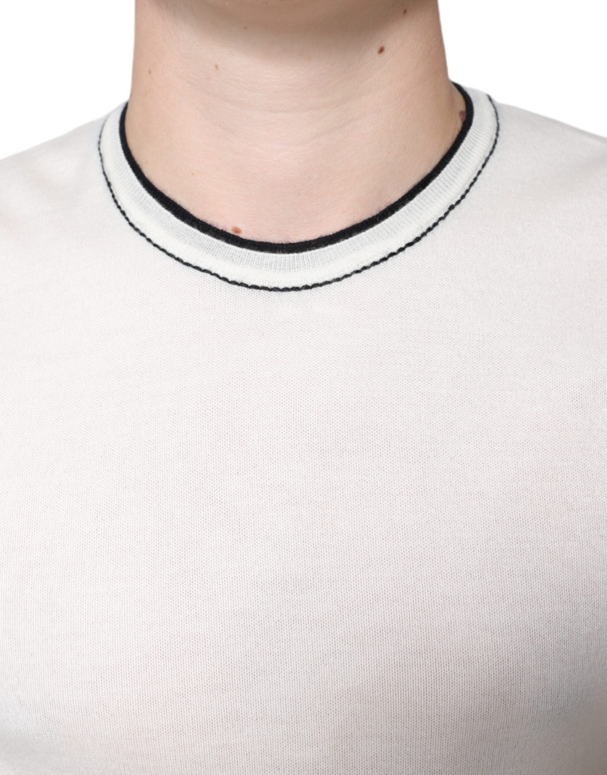 Off White Cashmere Short Sleeves T-shirt - ventzia