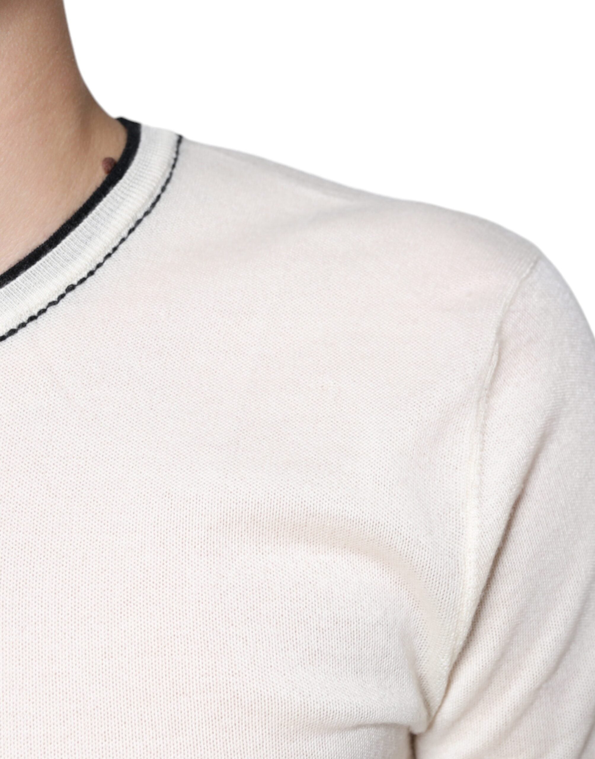 Off White Cashmere Short Sleeves T-shirt - ventzia