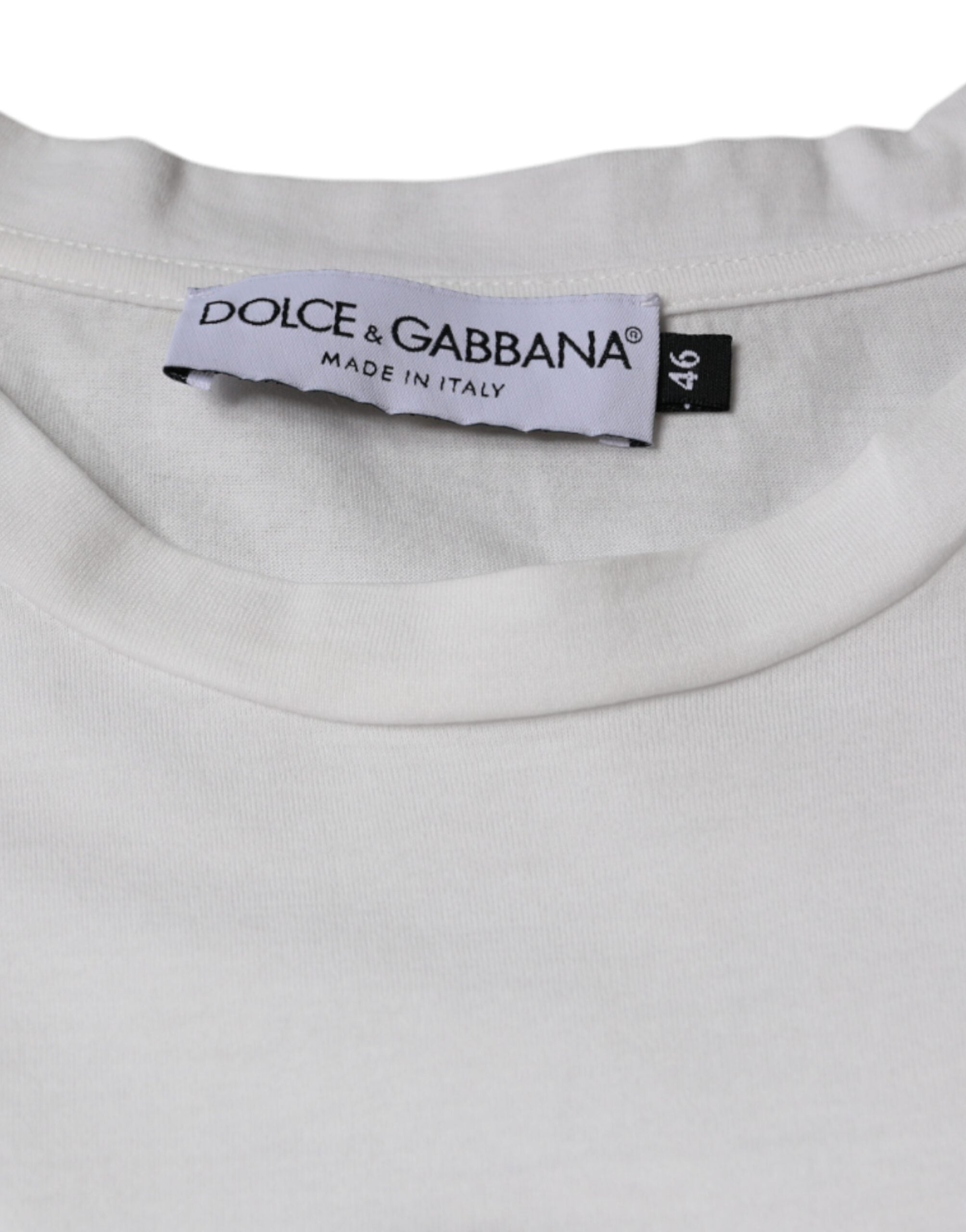 White Cotton DG Logo Print Casual T-shirt - ventzia