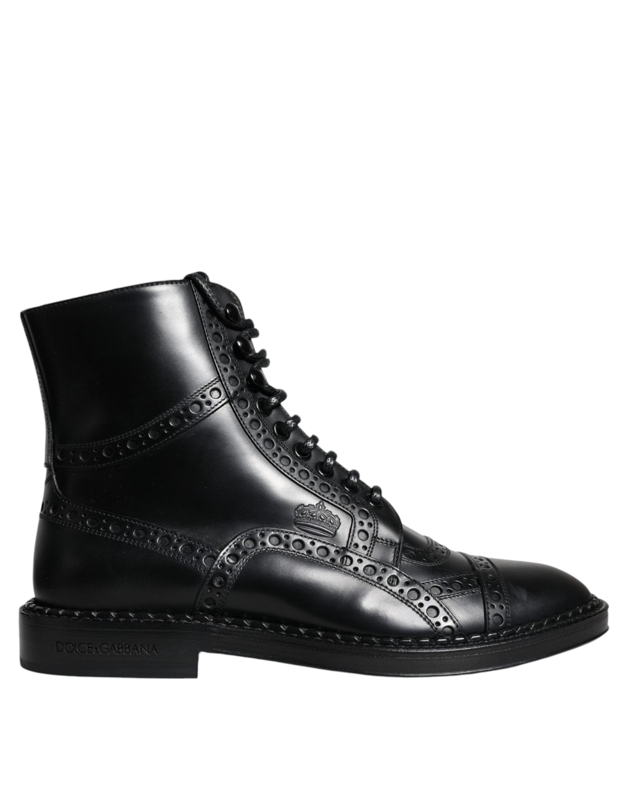 Black Leather Lace Up Mid Calf Boots Shoes - ventzia