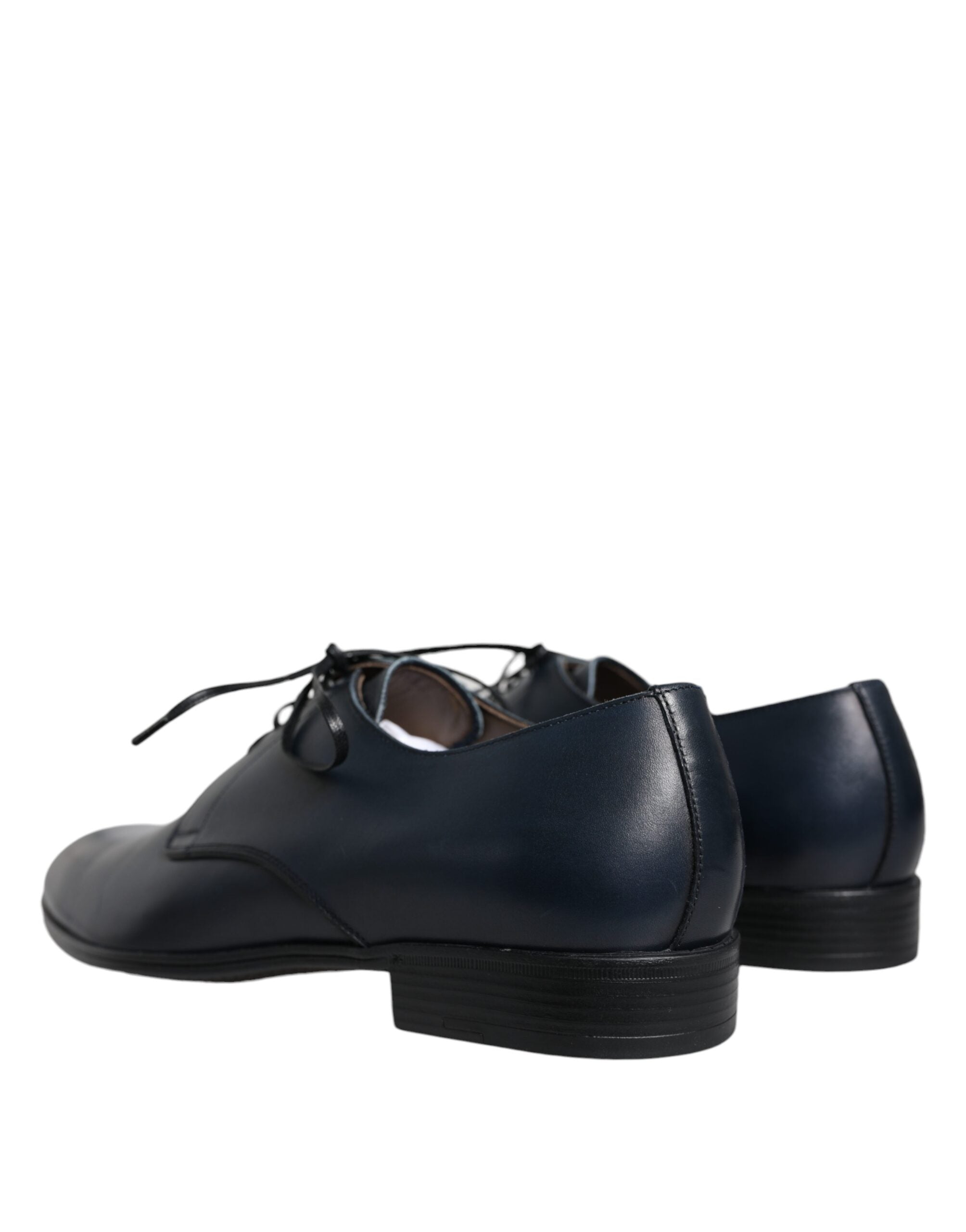 Navy Blue Leather Derby Dress Formal Shoes - ventzia