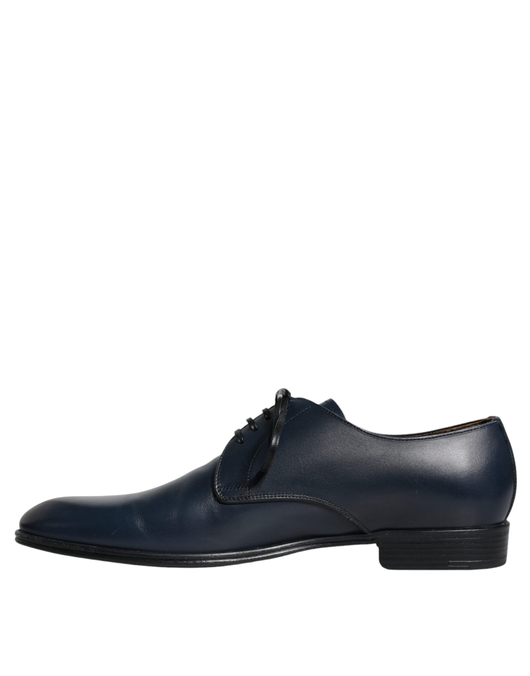 Navy Blue Leather Derby Dress Formal Shoes - ventzia