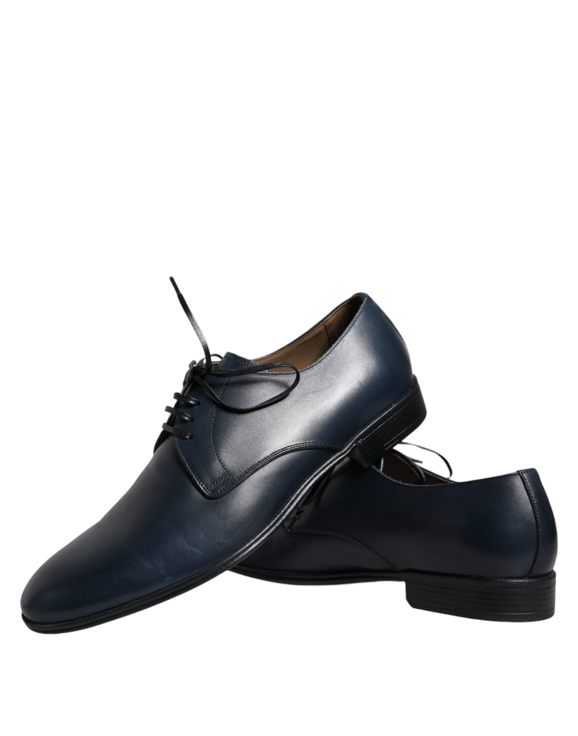 Navy Blue Leather Derby Dress Formal Shoes - ventzia