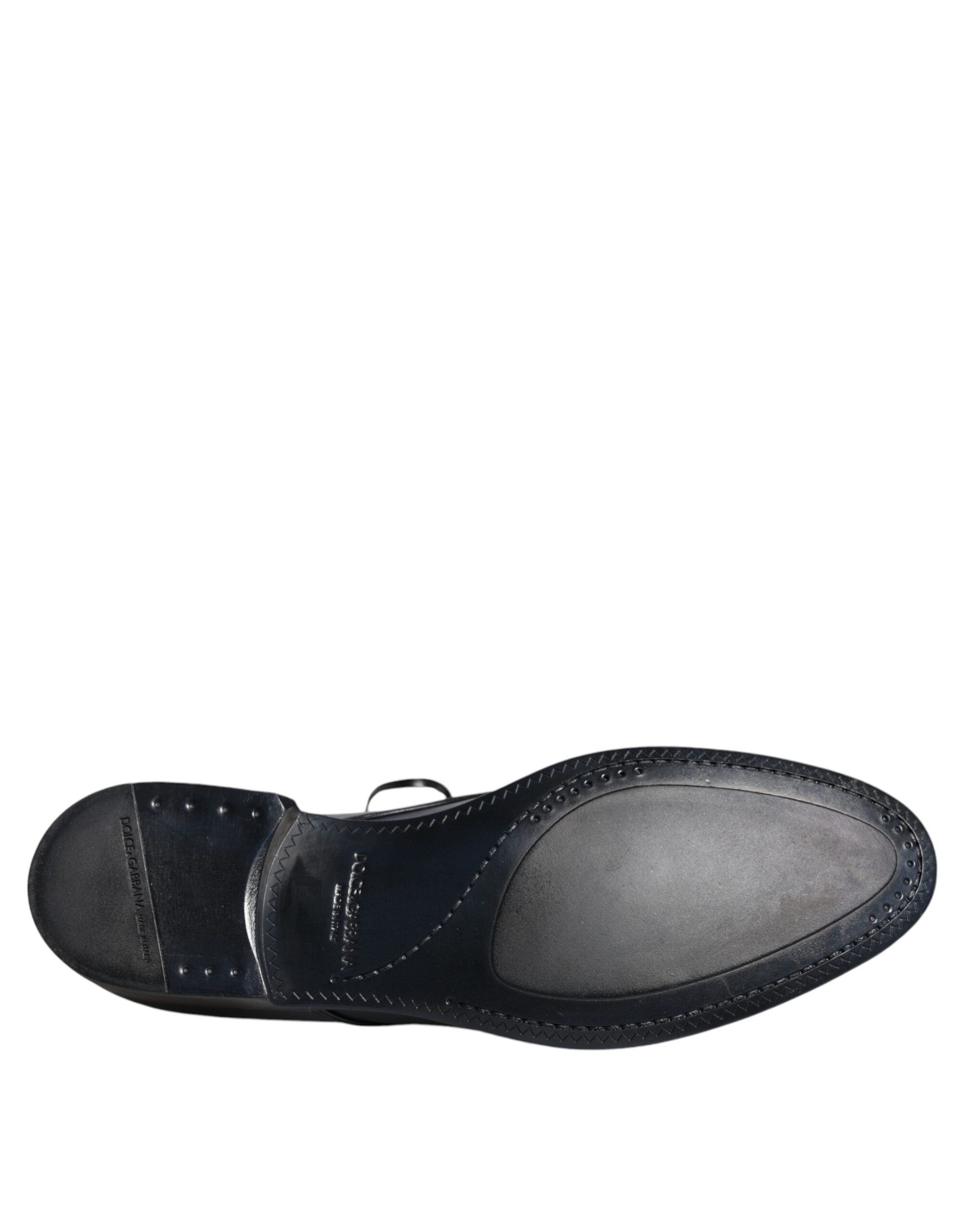 Navy Blue Leather Derby Dress Formal Shoes - ventzia