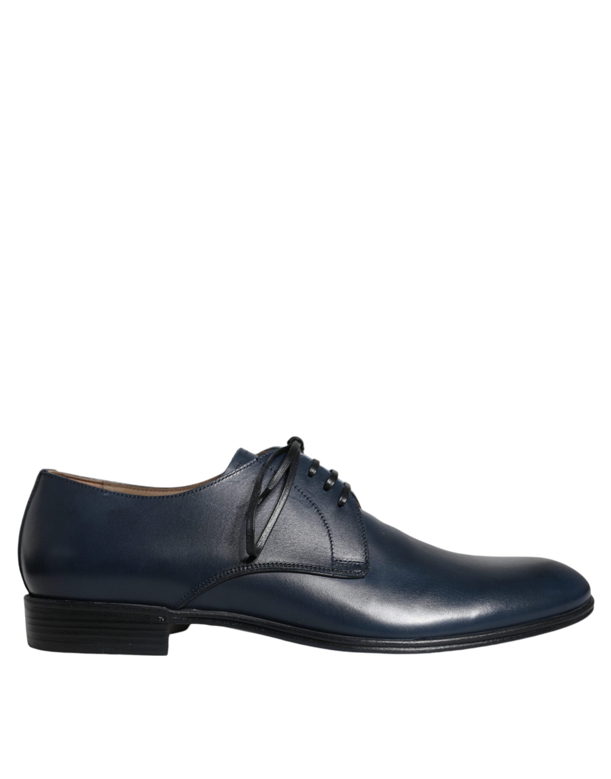 Navy Blue Leather Derby Dress Formal Shoes - ventzia