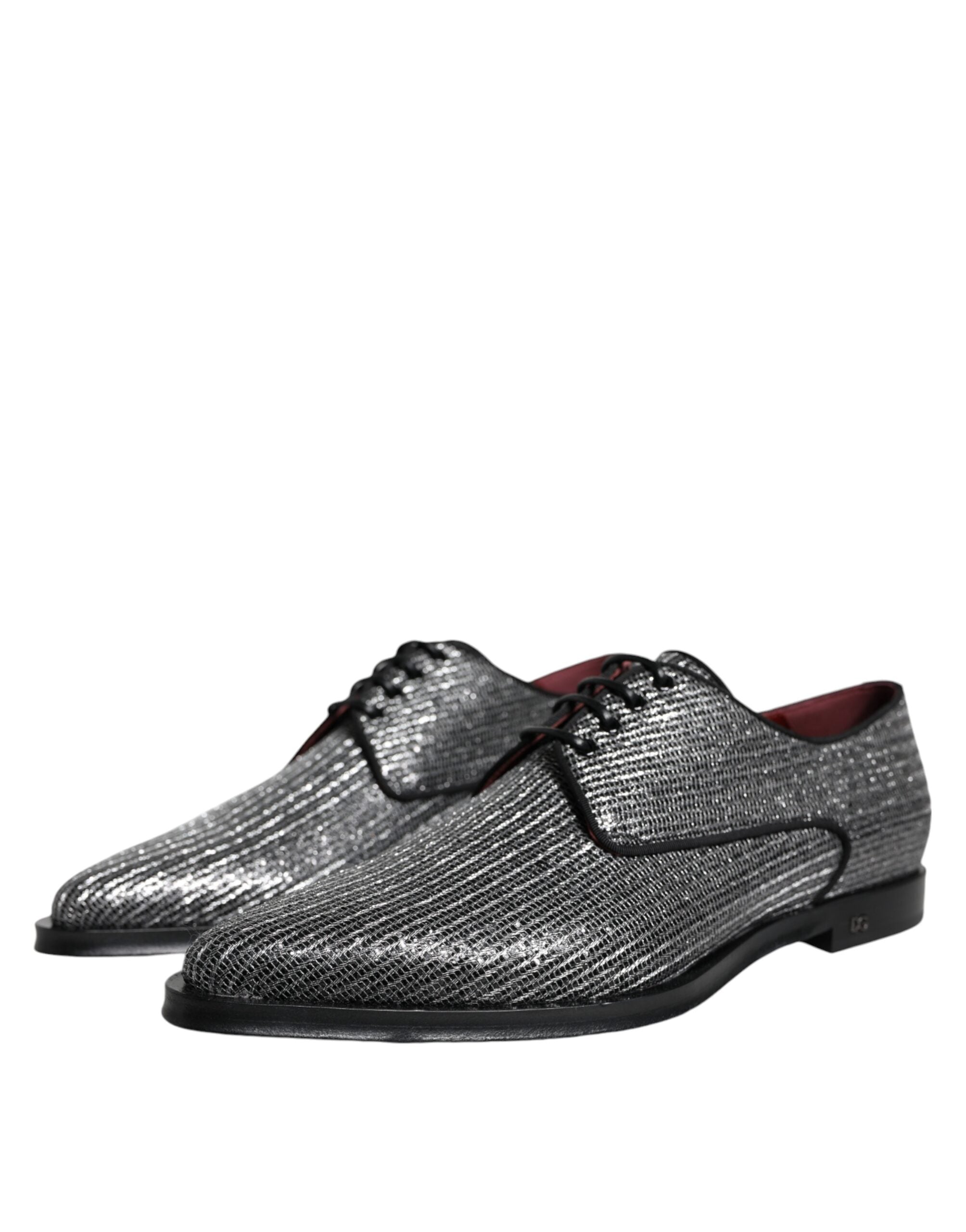 Silver Polyurethane Derby Formal Dress Shoes - ventzia