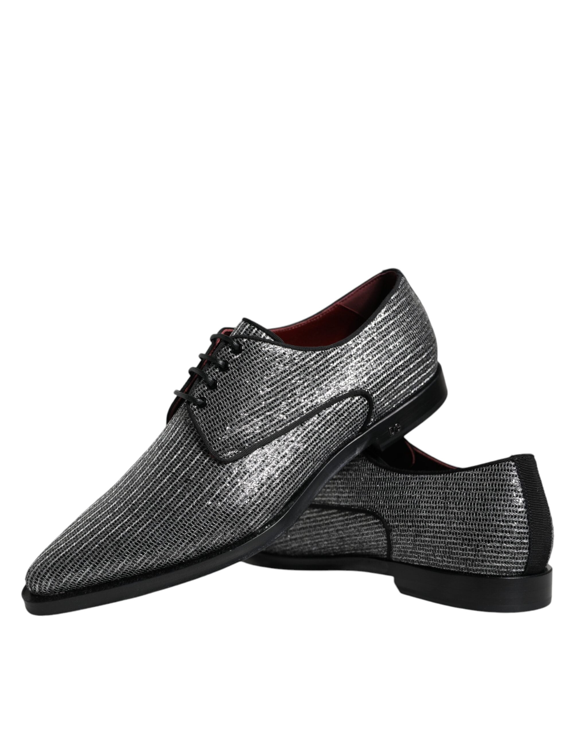 Silver Polyurethane Derby Formal Dress Shoes - ventzia