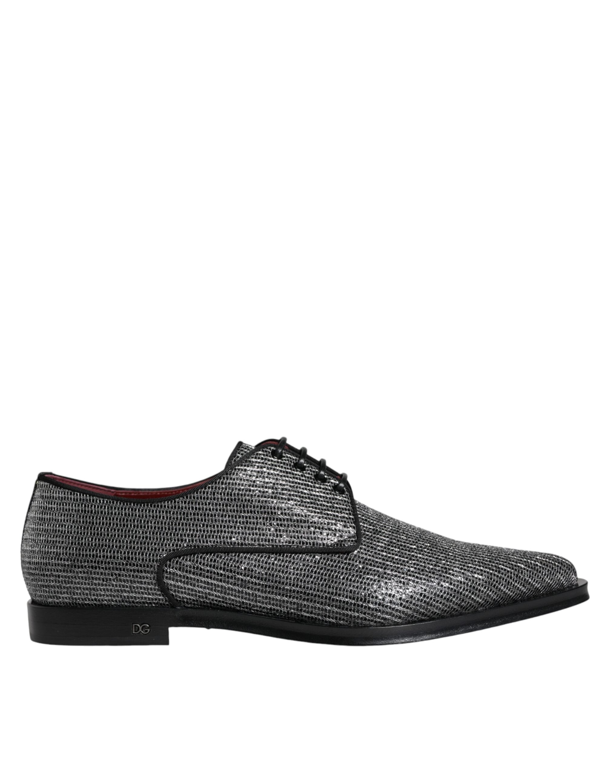 Silver Polyurethane Derby Formal Dress Shoes - ventzia