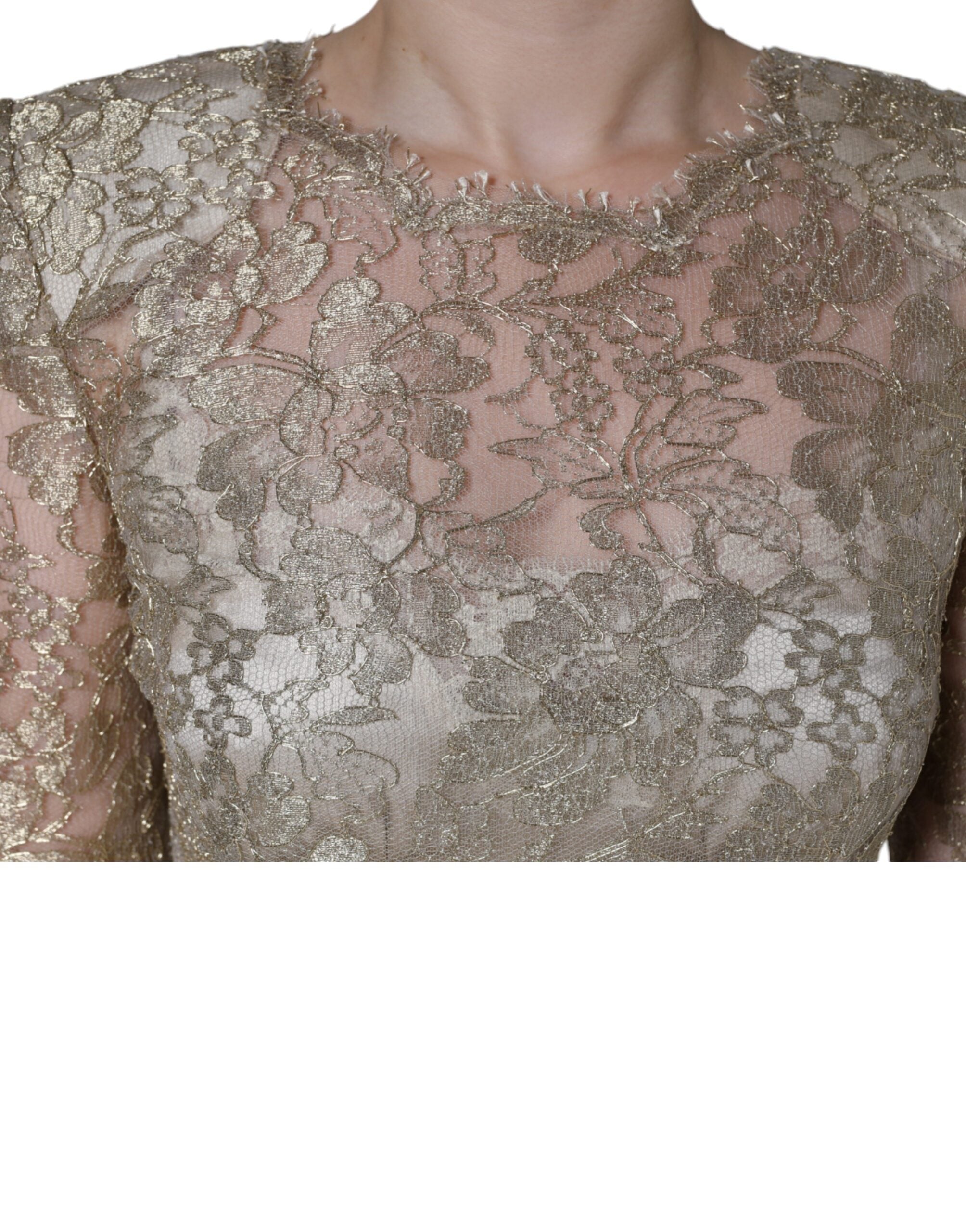 Gold Floral Lace A-line Sheath Mini Dress - ventzia