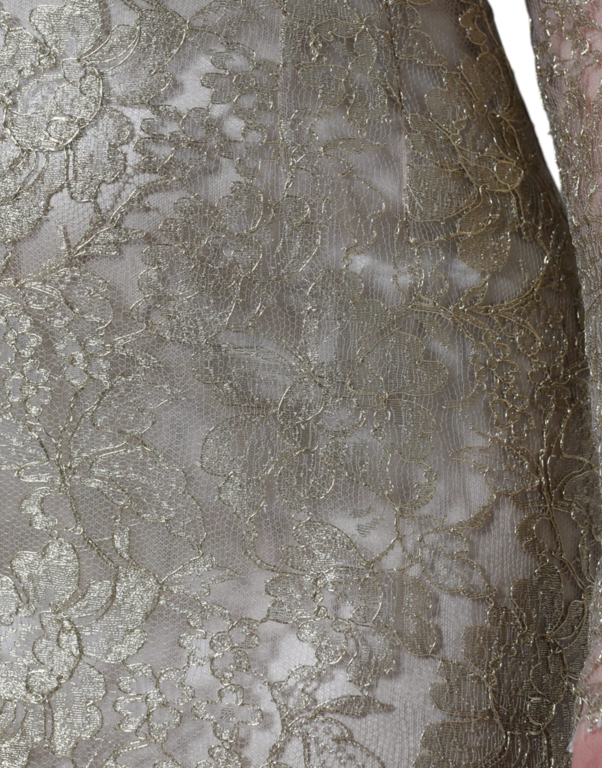 Gold Floral Lace A-line Sheath Mini Dress - ventzia