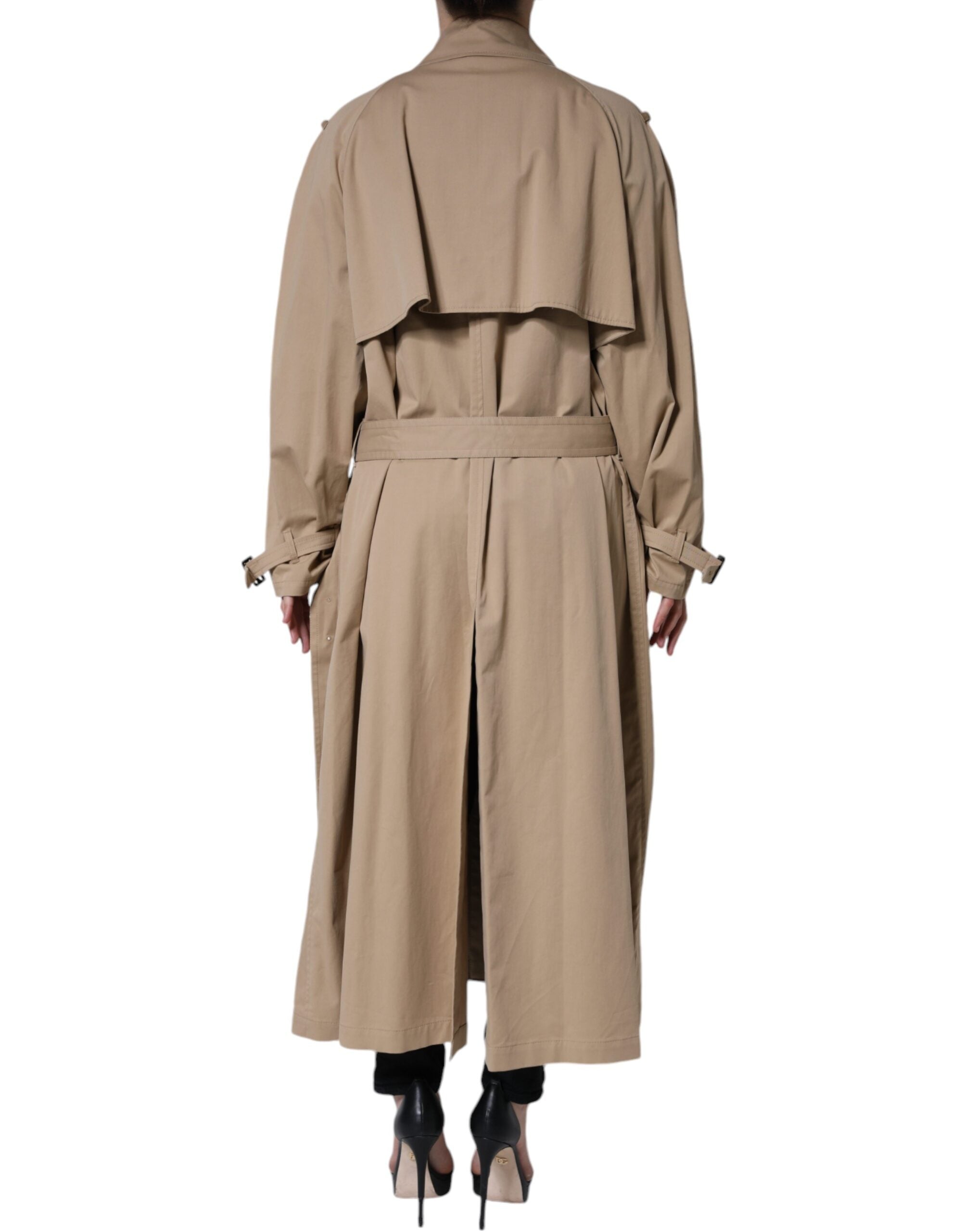 Khaki Double Breasted Trench Coat Jacket - ventzia