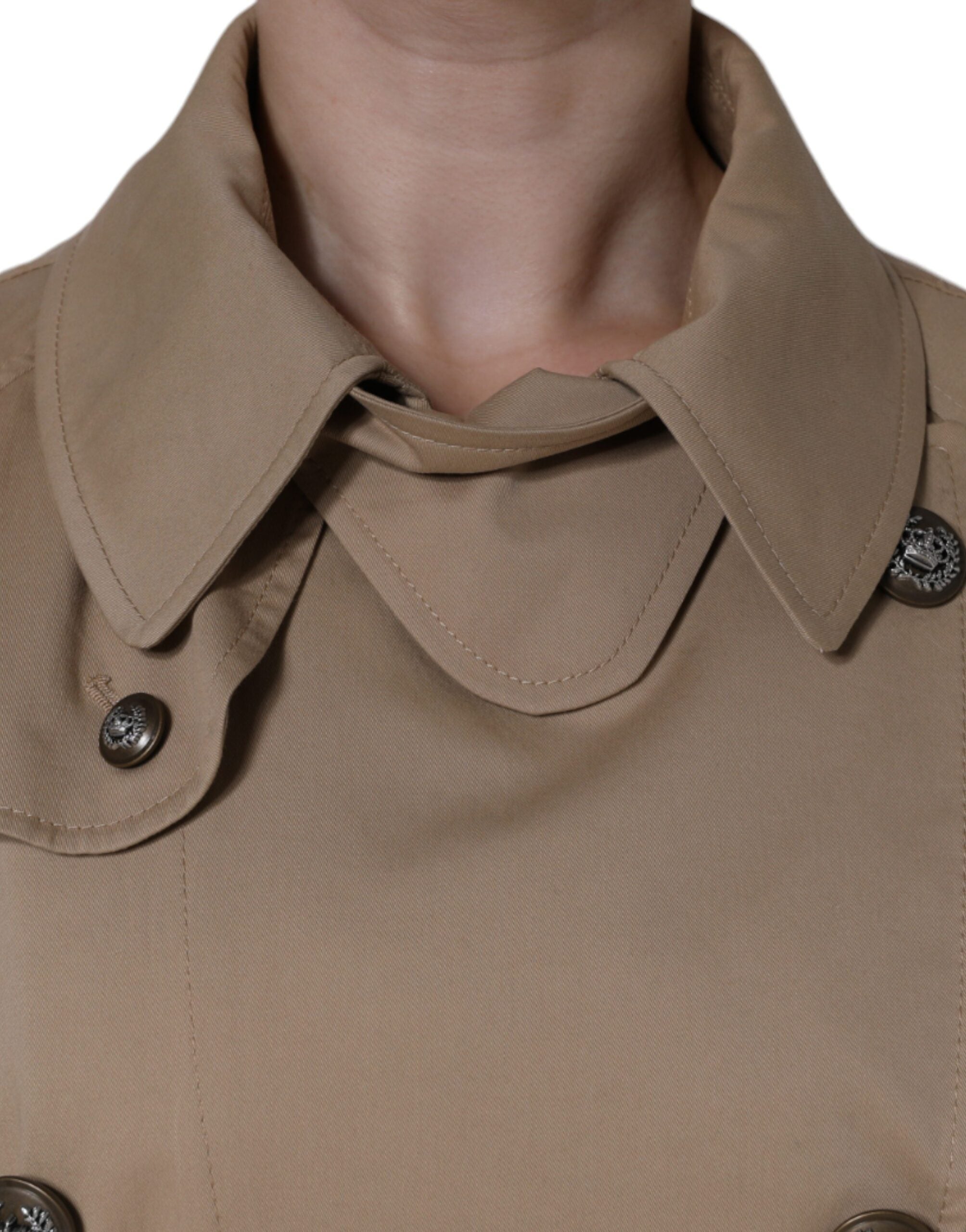 Khaki Double Breasted Trench Coat Jacket - ventzia