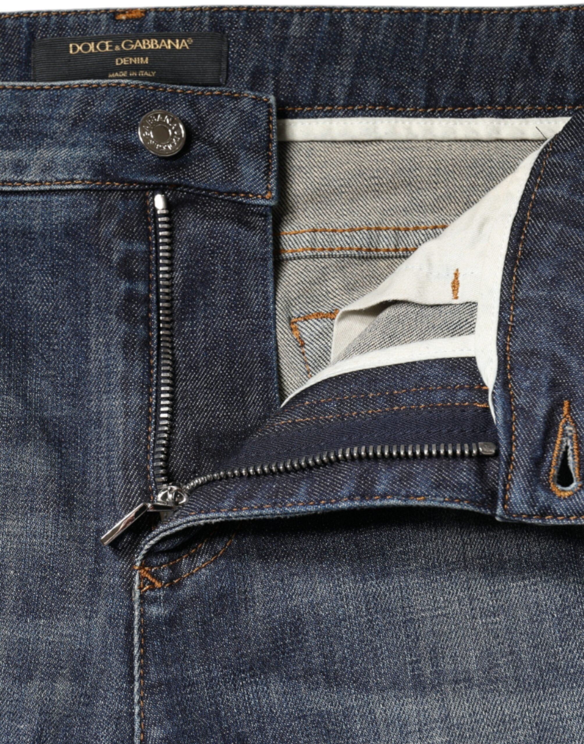 Dark Blue Cotton Stretch Skinny Denim Jeans - ventzia