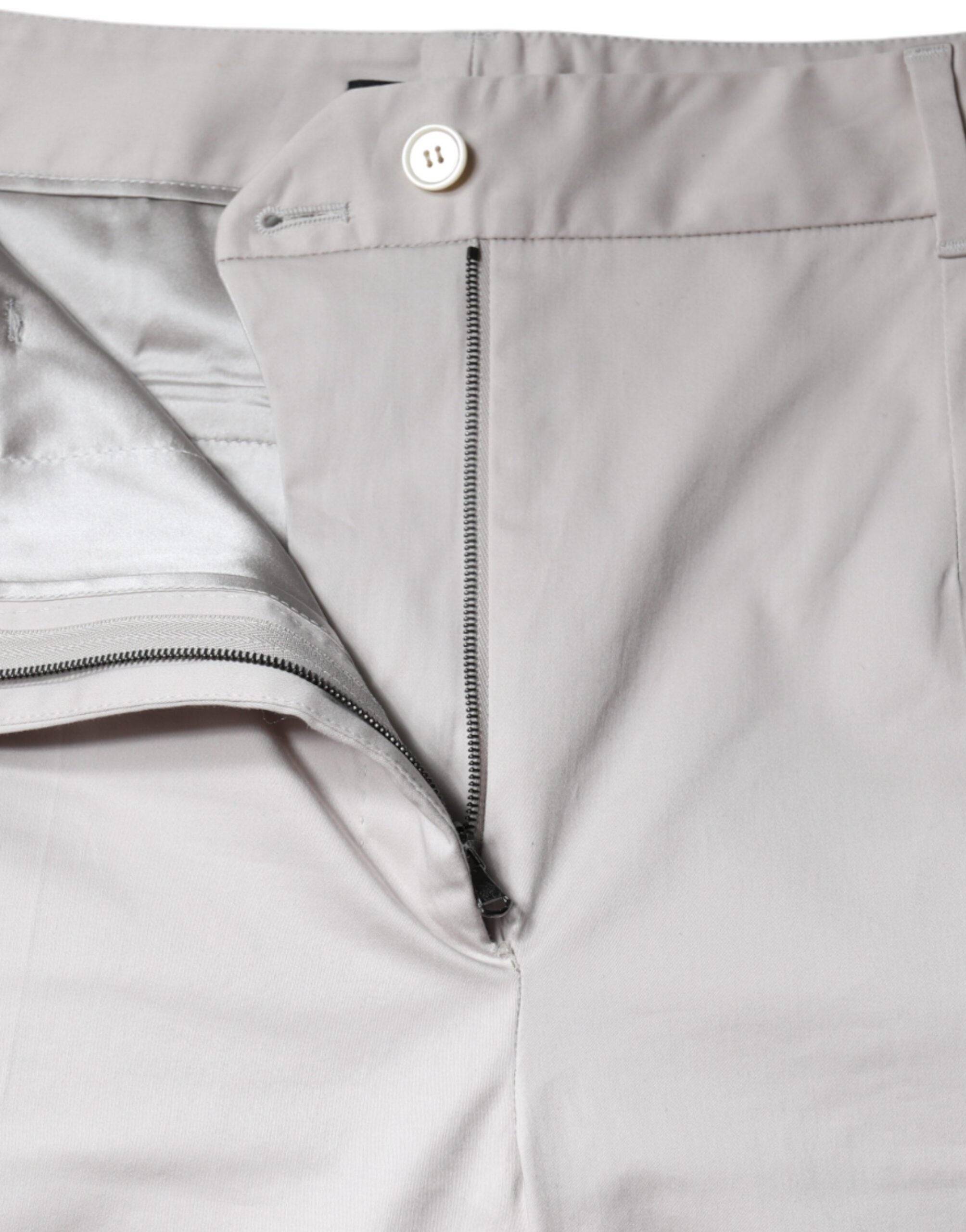 White Cotton Mid Waist Cropped Skinny Pants - ventzia