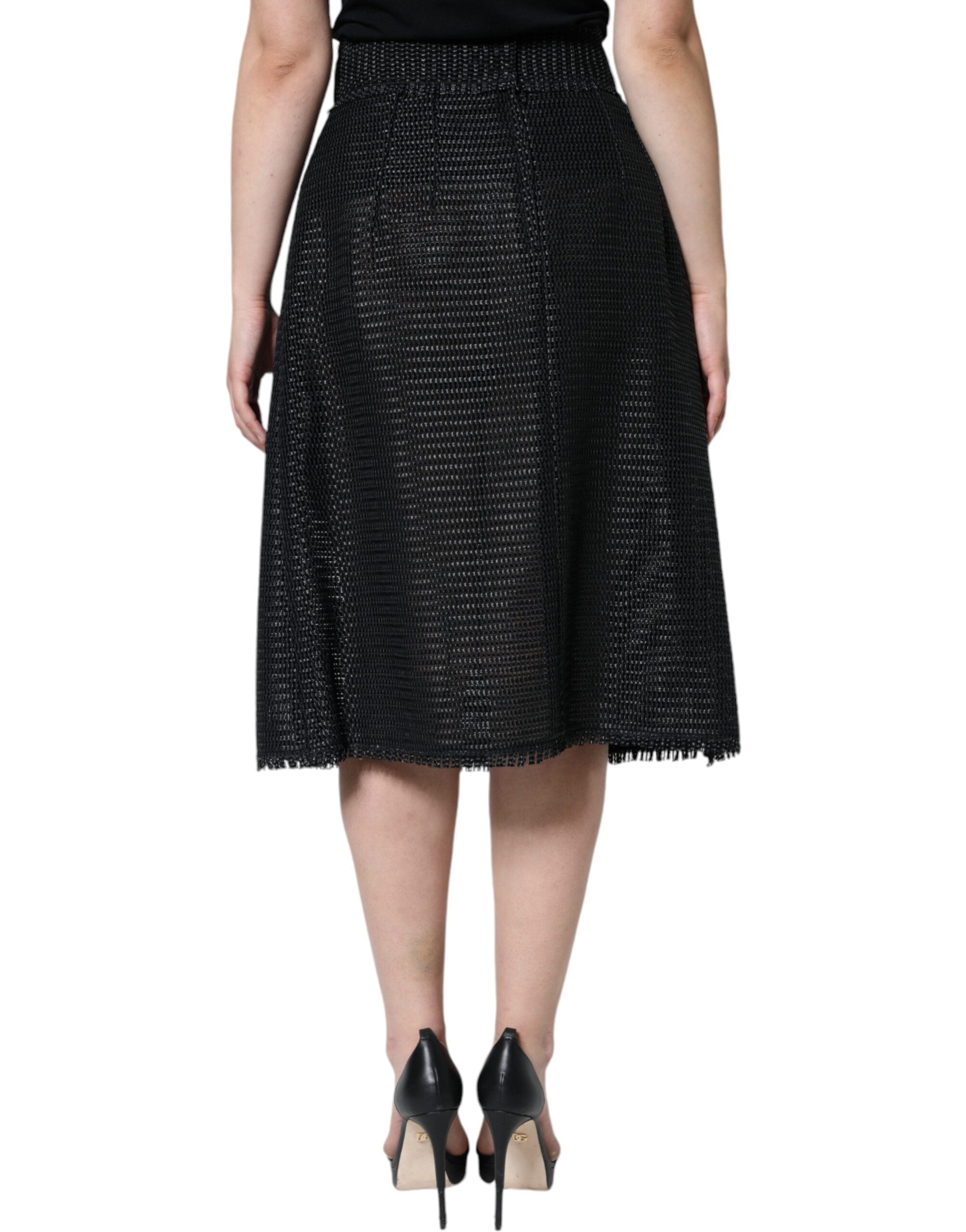 Black Viscose High Waist Pencil Cut Skirt - ventzia