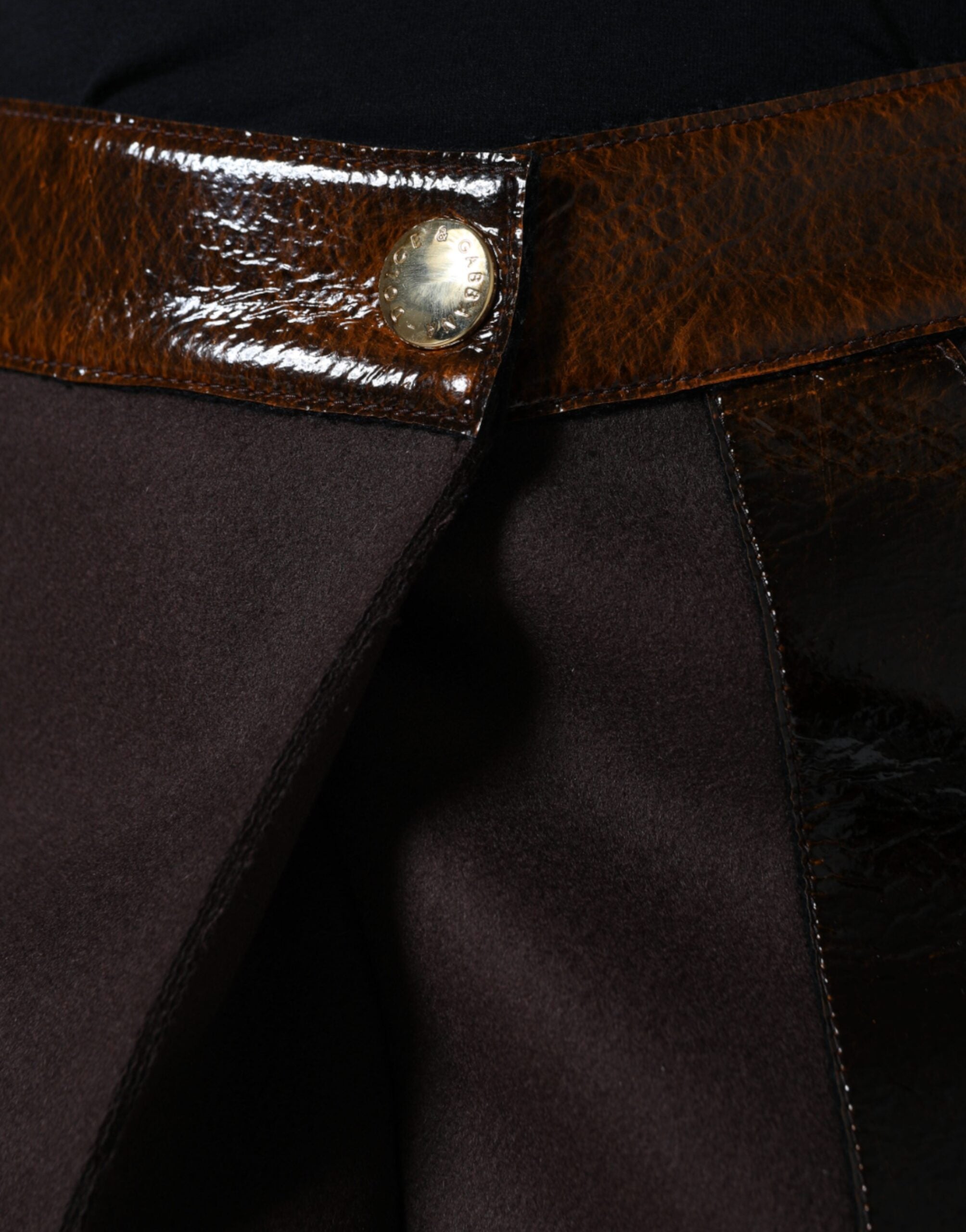 Brown Virgin Wool Mid Waist A-line Mini Skirt - ventzia