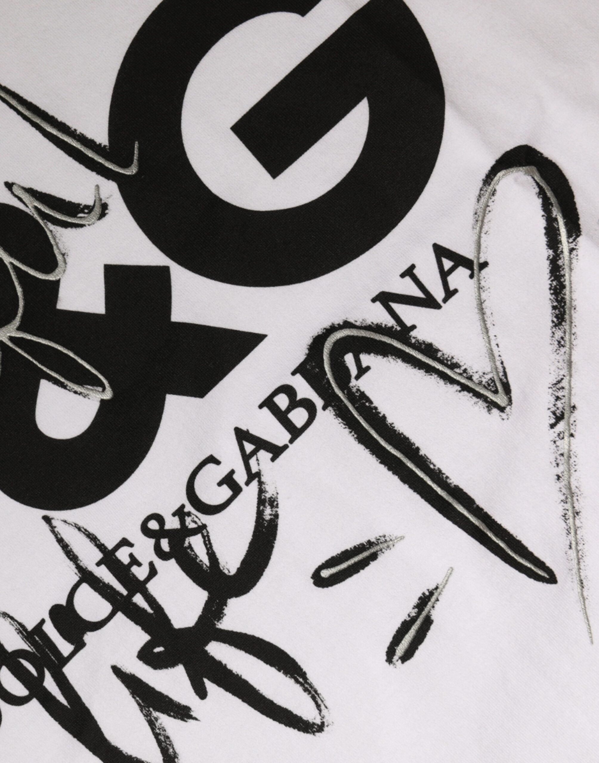 White Cotton Logo Print Round Neck T-shirt - ventzia