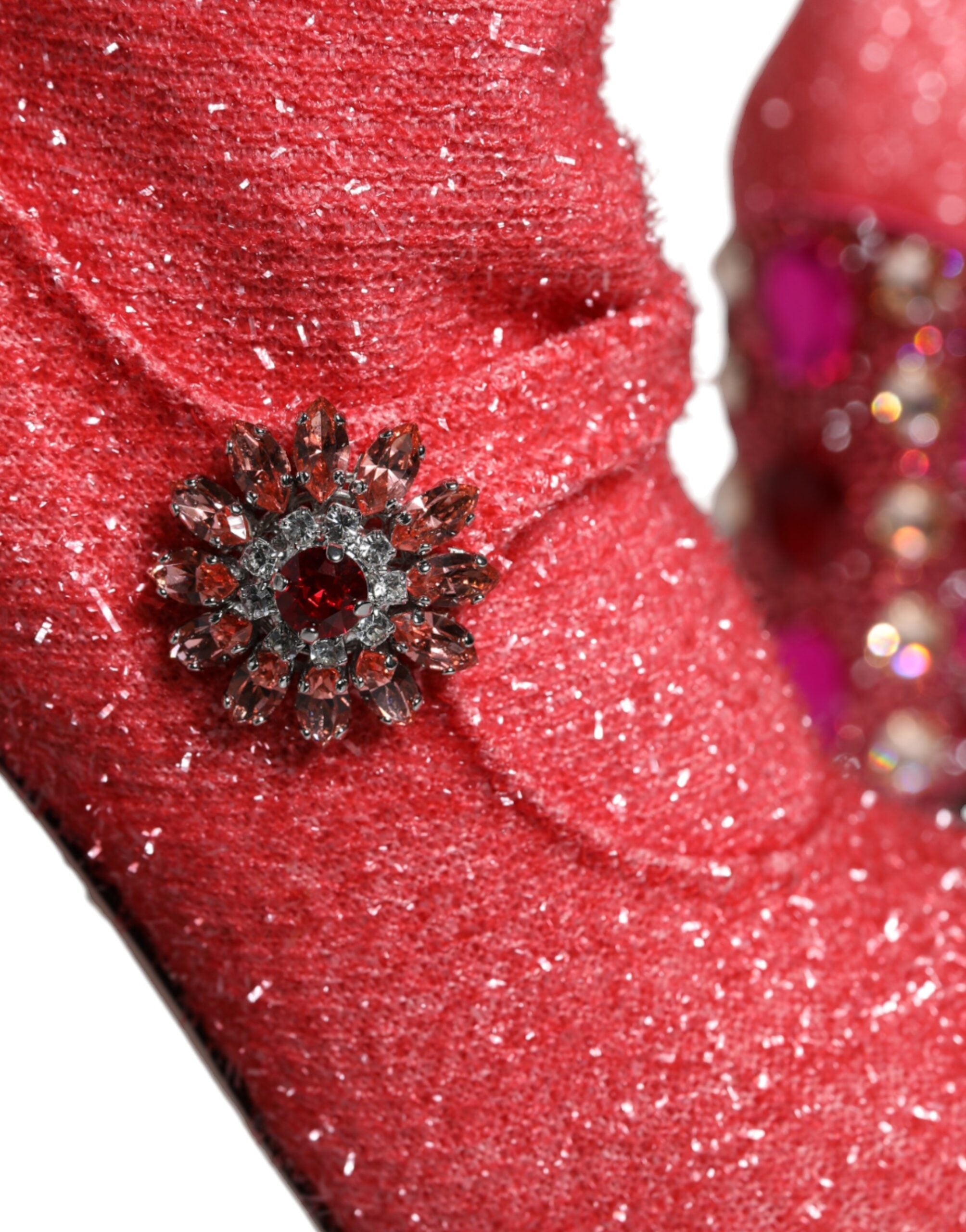 Pink Crystal Lurex Fantasy High Boots Shoes - ventzia