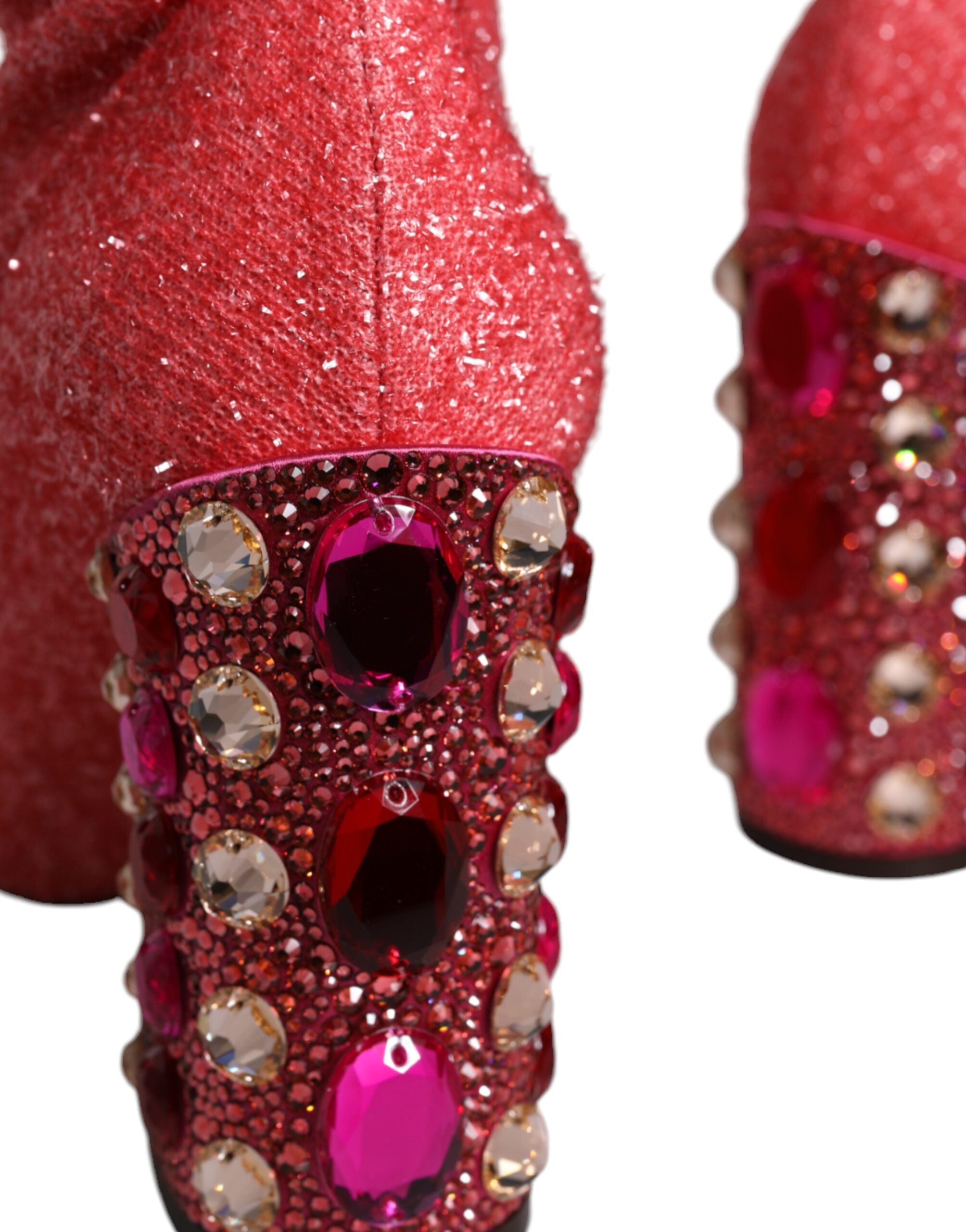 Pink Crystal Lurex Fantasy High Boots Shoes - ventzia