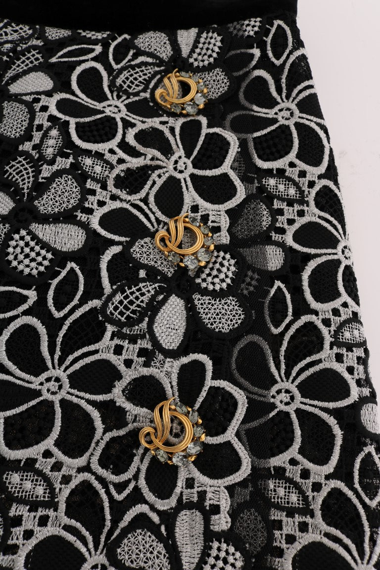 Elegant Lace Mini Skirt with Crystal Details - ventzia
