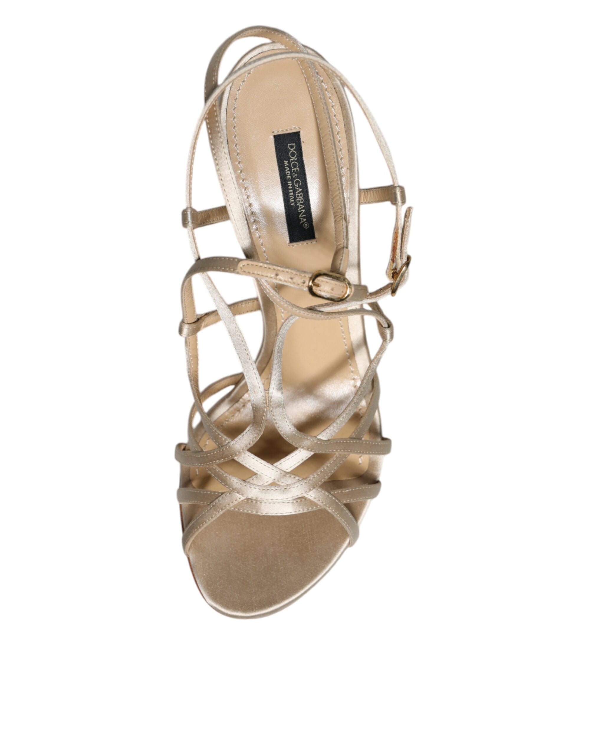 Beige Leather Stiletto Heels Sandals Shoes - ventzia