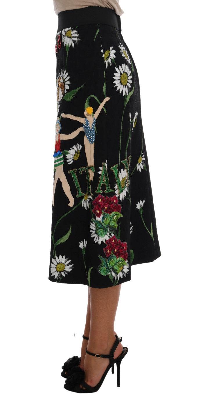 Embellished A-Line Mid-Calf Skirt - ventzia
