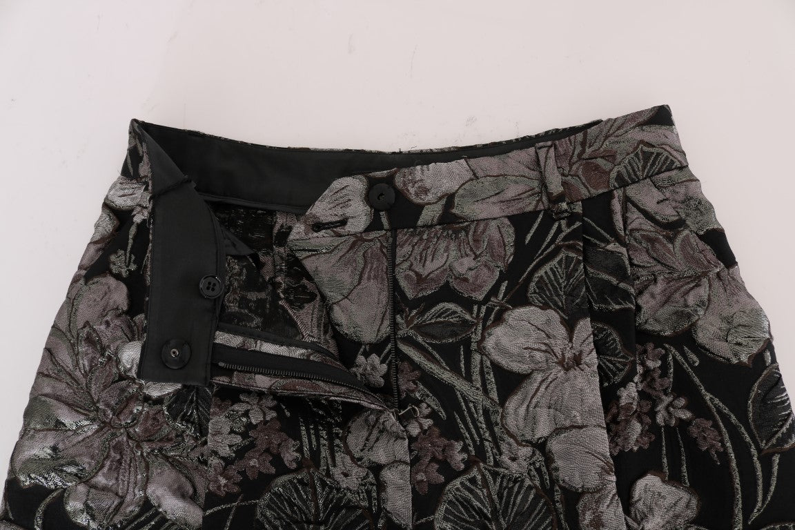 Elegant High-Waist Brocade Shorts - ventzia