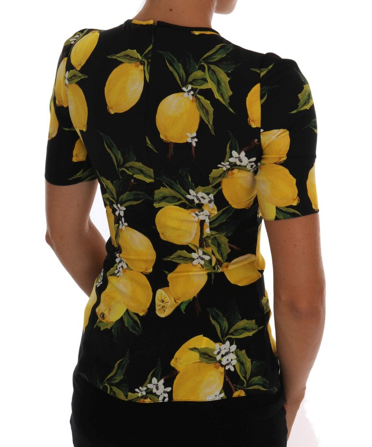 Sicilian Lemon Print Silk Blouse - ventzia