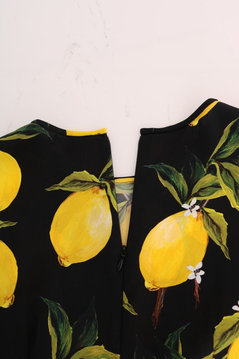 Sicilian Lemon Print Silk Blouse - ventzia