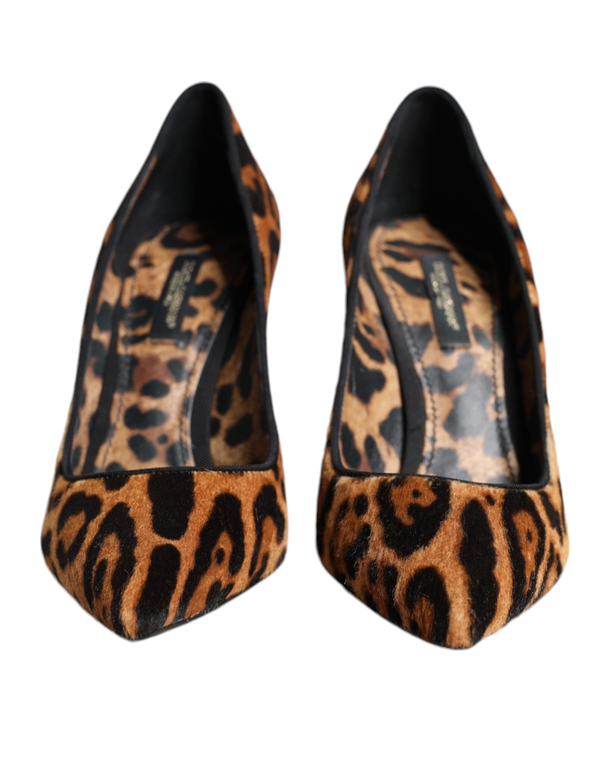 Brown Leopard Calf Hair Heels Pumps Shoes - ventzia