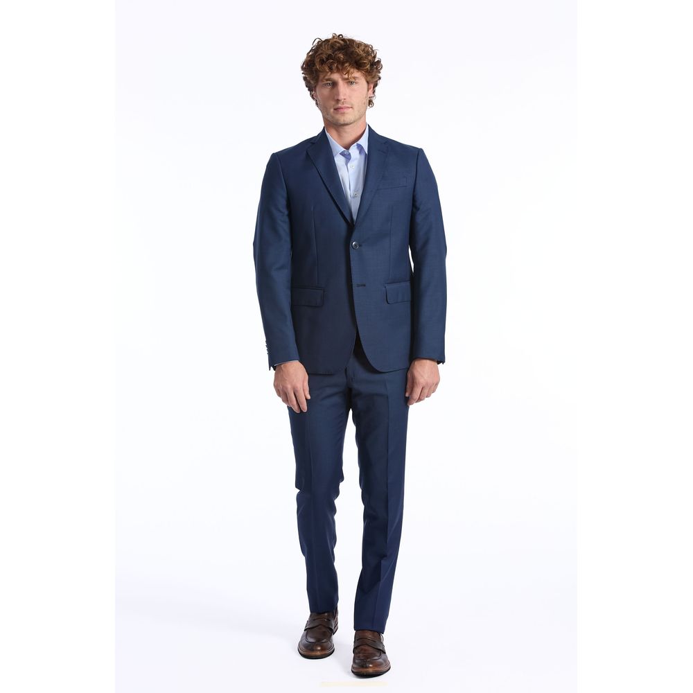 Blue Wool Men Blazer - ventzia