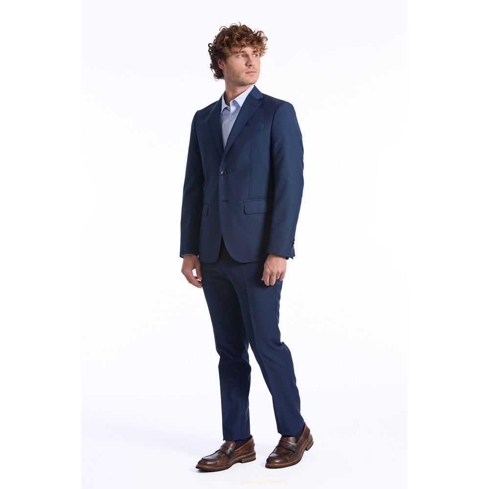 Blue Wool Men Blazer - ventzia