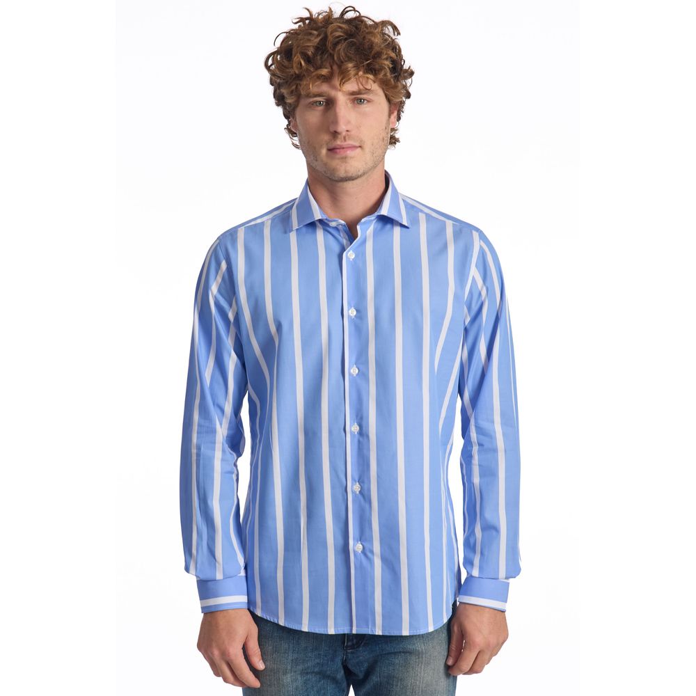 Light Blue Cotton Men Shirt - ventzia