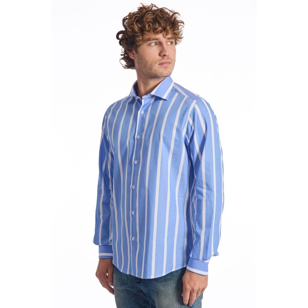 Light Blue Cotton Men Shirt - ventzia